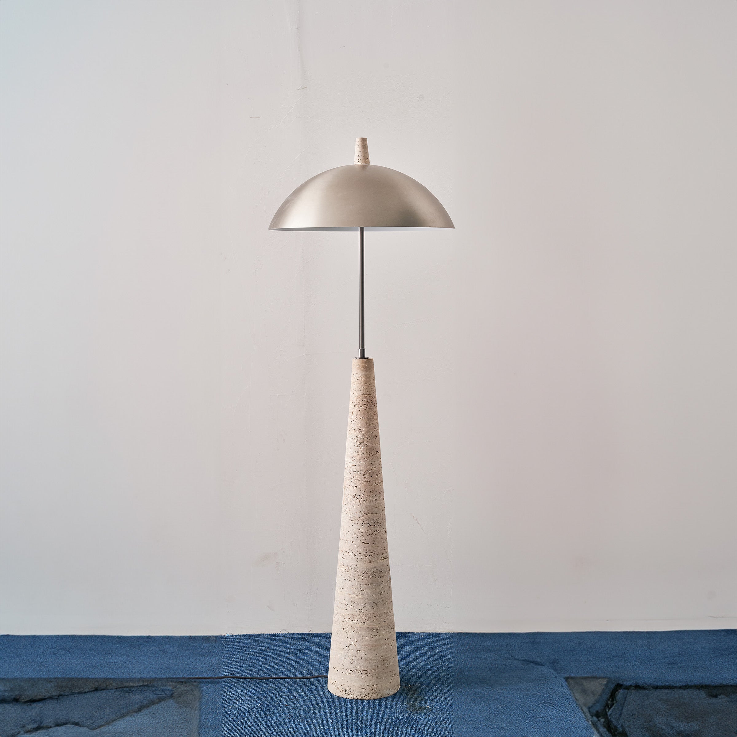 Natural Travertine Floor Lamp by BEACON, JA-015F, showcasing a stylish beige stone base and elegant floor lamp design.