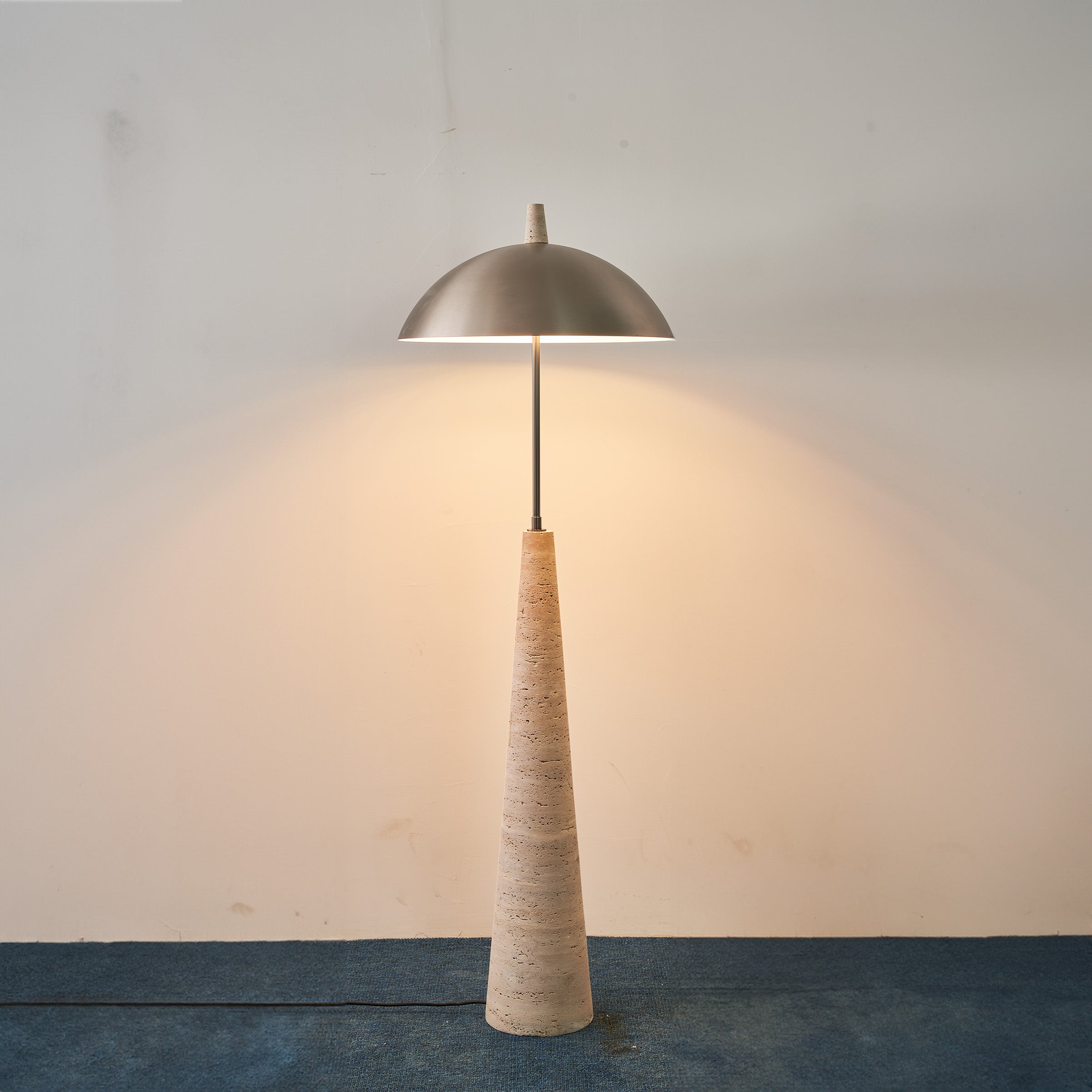 Natural travertine floor lamp from BEACON JIADG with a sleek, modern design and neutral stone finish.