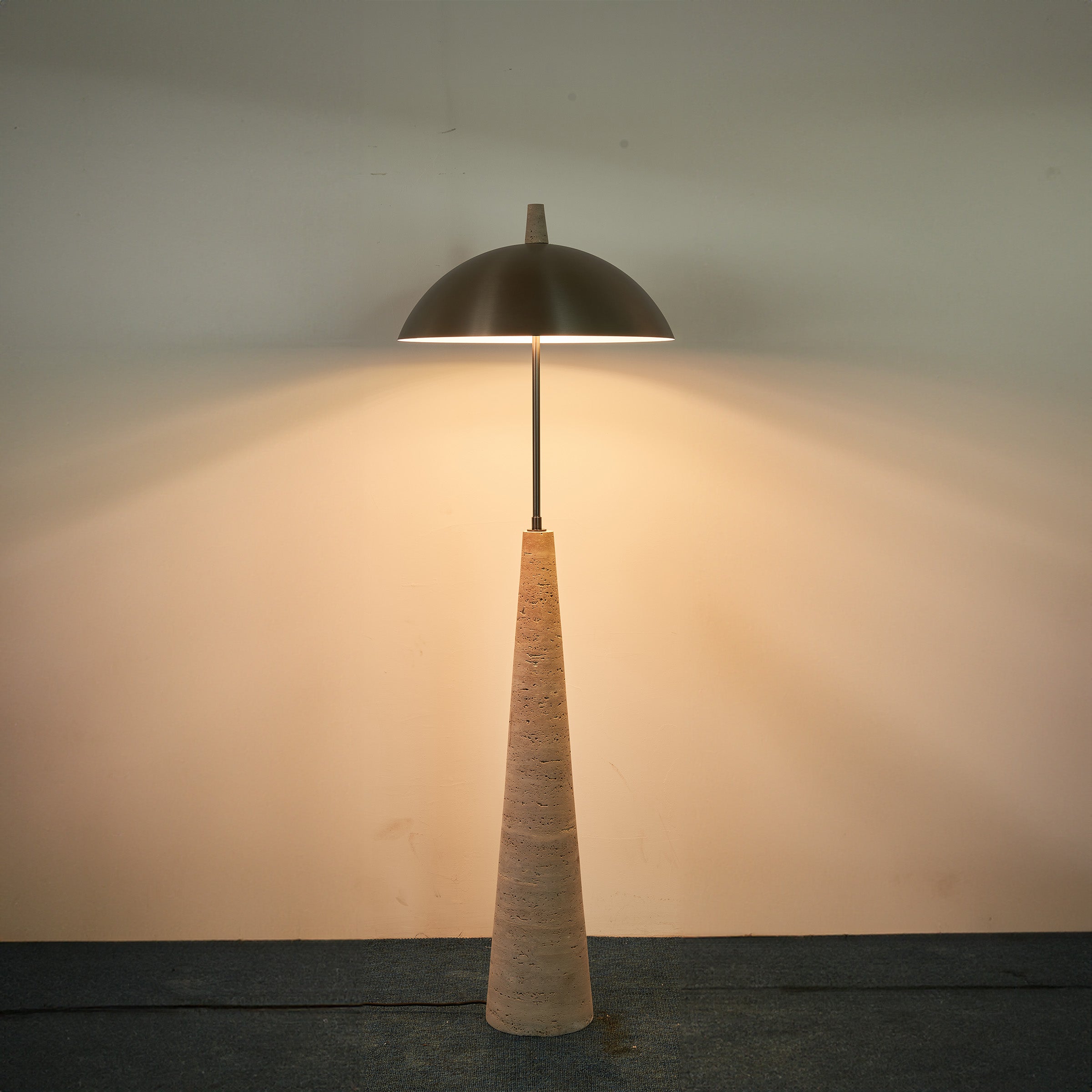Natural travertine floor lamp by BEACON (JIADG), model JA-015F, with a sleek, elegant design ideal for modern interior lighting.