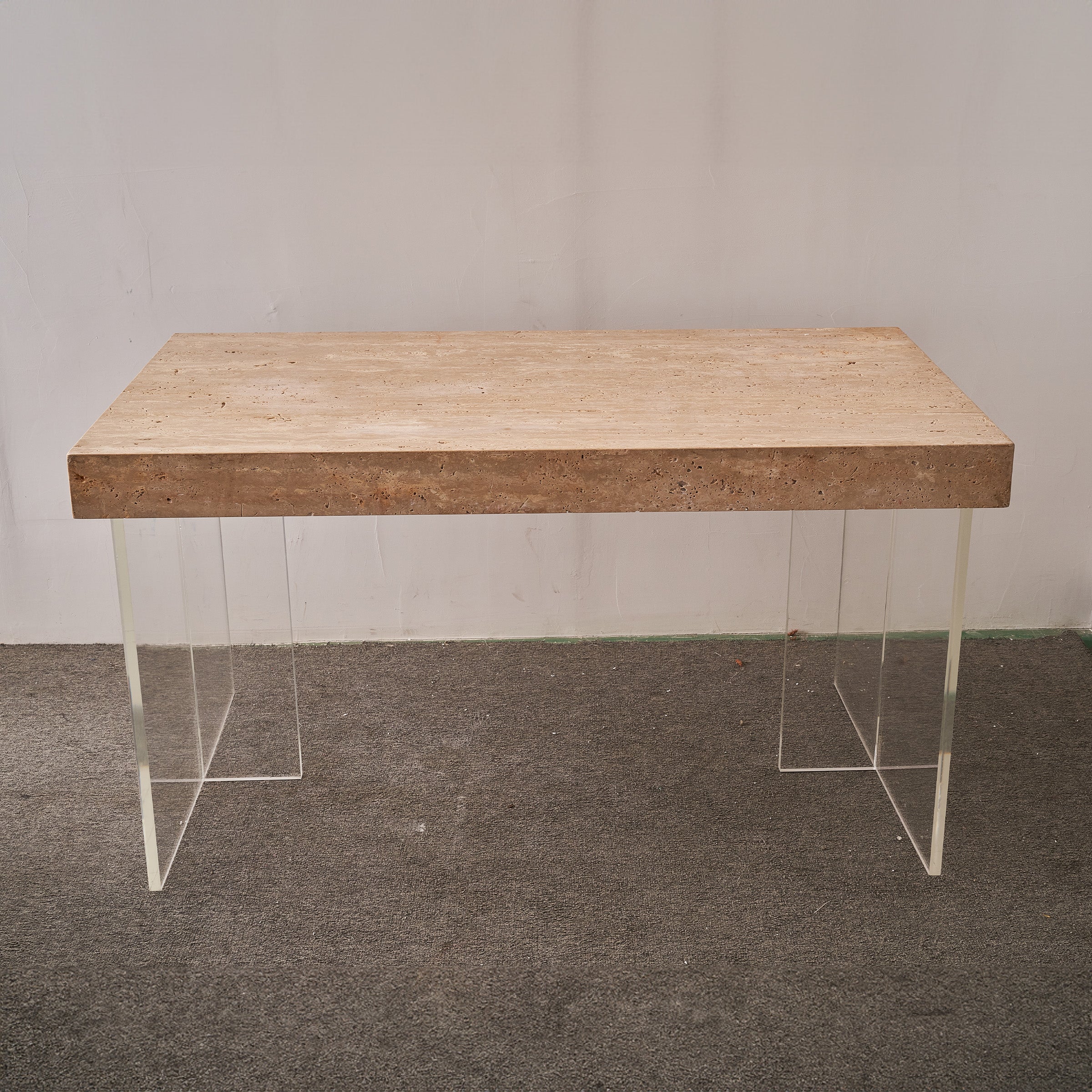 Natural travertine office conference table by BEACON, showcasing a sleek, durable surface ideal for professional office desks.