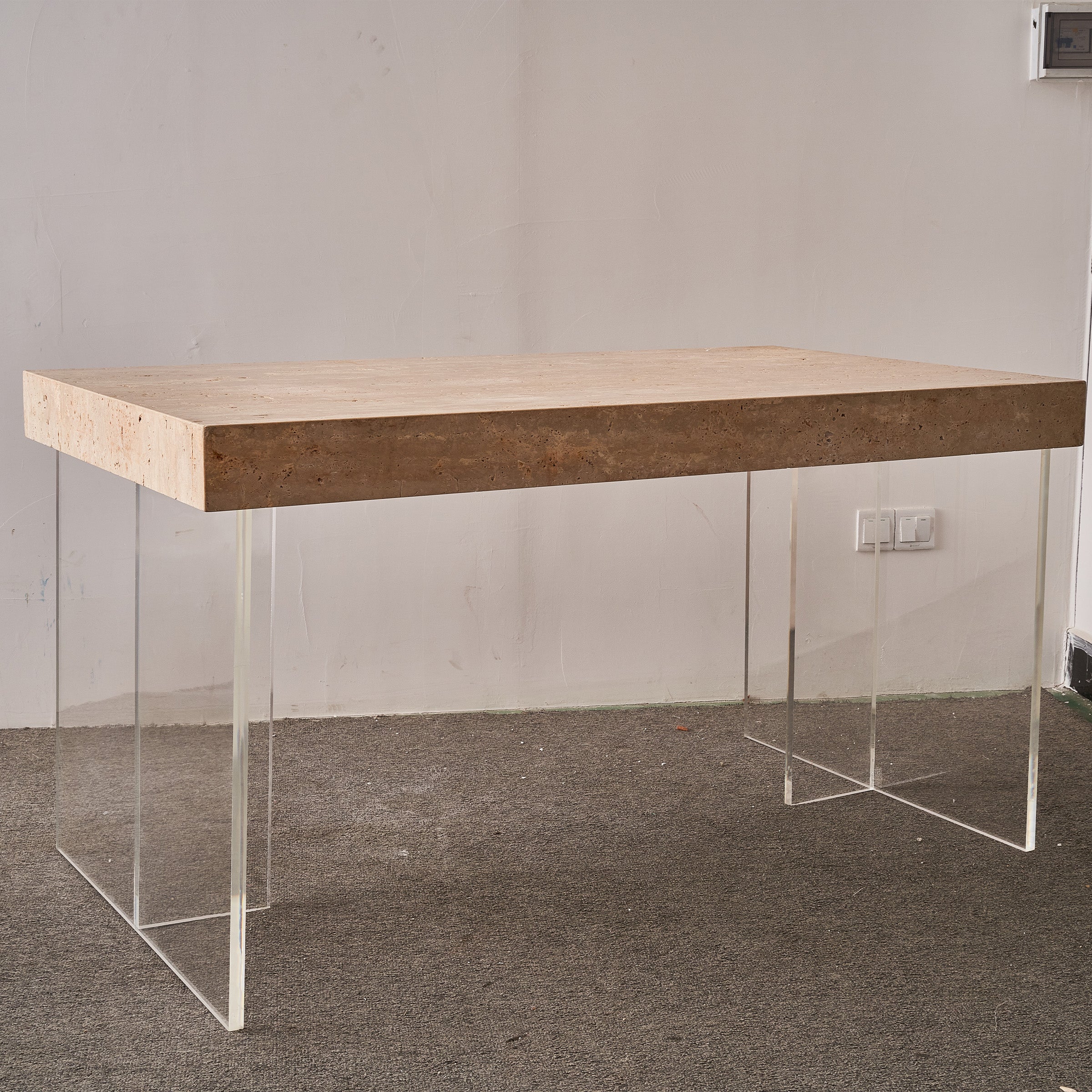 Natural travertine office conference table by BEACON with sleek surface and sturdy design, ideal for professional office settings.