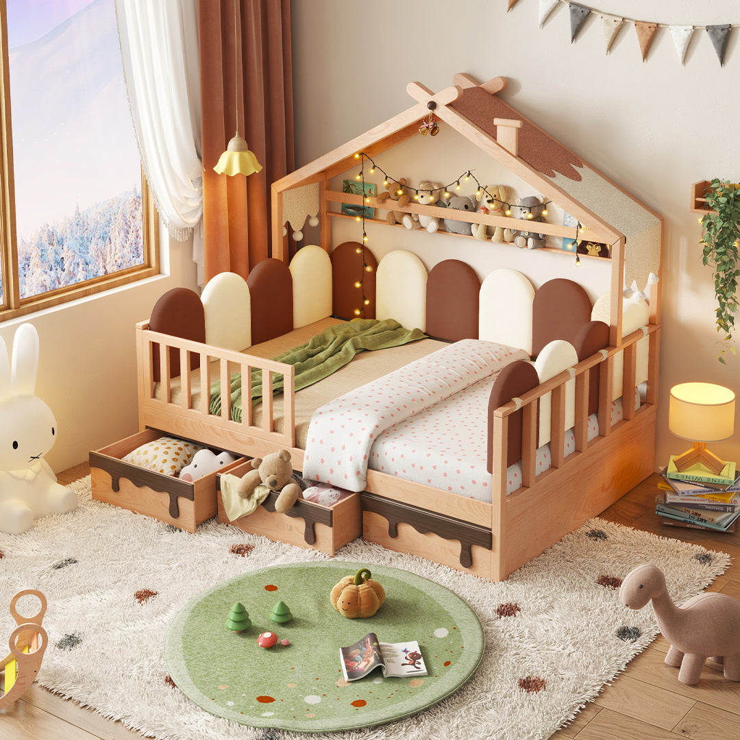 Pre-order 25 Days Delivery Neapolitan Kid Bed With drawers E2221F -  Kids Beds - ebarza Furniture UAE | Shop Modern Furniture in Abu Dhabi & Dubai - مفروشات ايبازرا في الامارات | تسوق اثاث عصري وديكورات مميزة في دبي وابوظبي