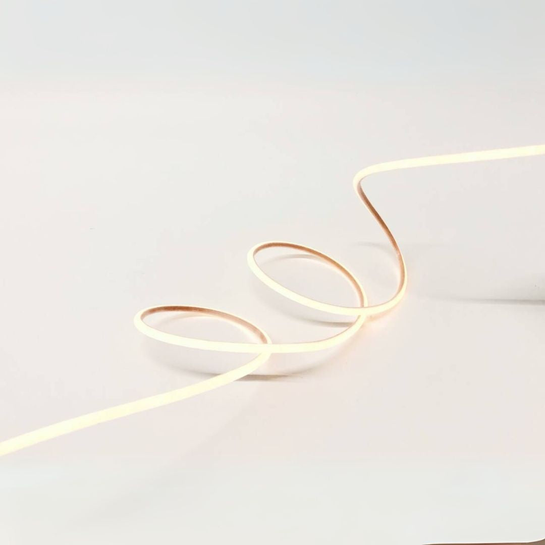BEACON single-color LED strip in 3000K with high CRI Ra>90, flexible neon-style lighting for ambient illumination.