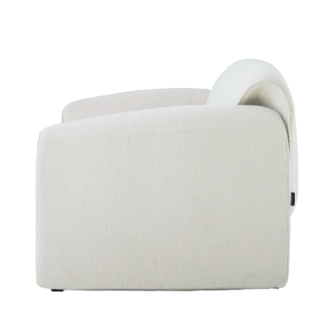 BEACON Drancy white armchair with beige upholstery, modern design and plush seating, perfect for living rooms.