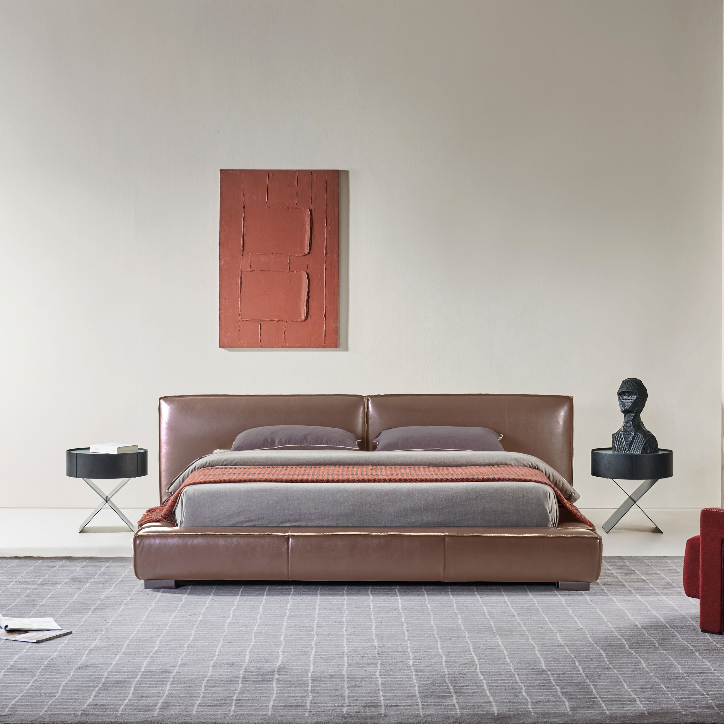 New Melano Bed Wooden Frame Full Leather B023 -  Bedsteads - ebarza Furniture UAE | Shop Modern Furniture in Abu Dhabi & Dubai - مفروشات ايبازرا في الامارات | تسوق اثاث عصري وديكورات مميزة في دبي وابوظبي