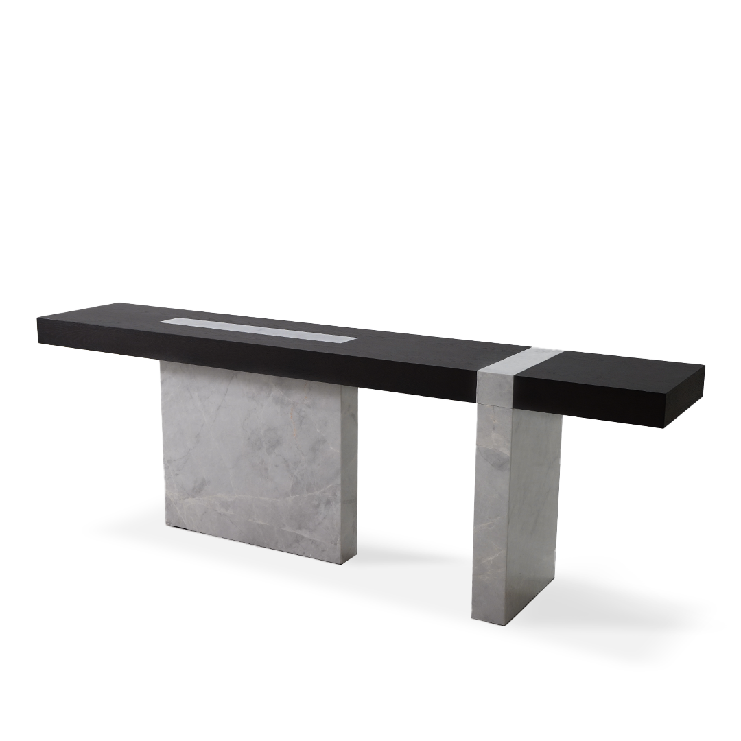 New Smoky Base Grey Marble Console JK-W011 -  Consoles - ebarza Furniture UAE | Shop Modern Furniture in Abu Dhabi & Dubai - مفروشات ايبازرا في الامارات | تسوق اثاث عصري وديكورات مميزة في دبي وابوظبي