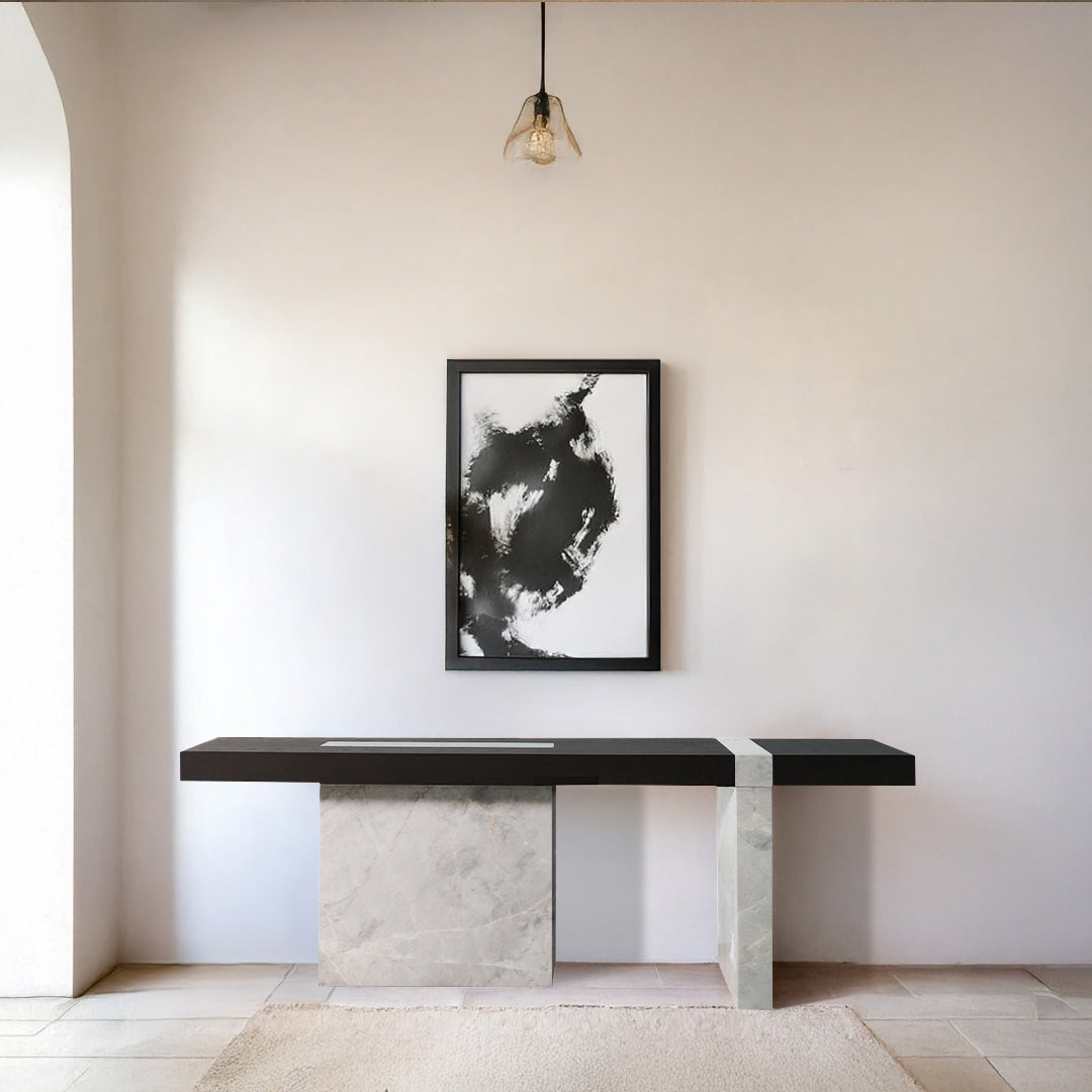 New Smoky Base Grey Marble Console JK-W011 -  Consoles - ebarza Furniture UAE | Shop Modern Furniture in Abu Dhabi & Dubai - مفروشات ايبازرا في الامارات | تسوق اثاث عصري وديكورات مميزة في دبي وابوظبي