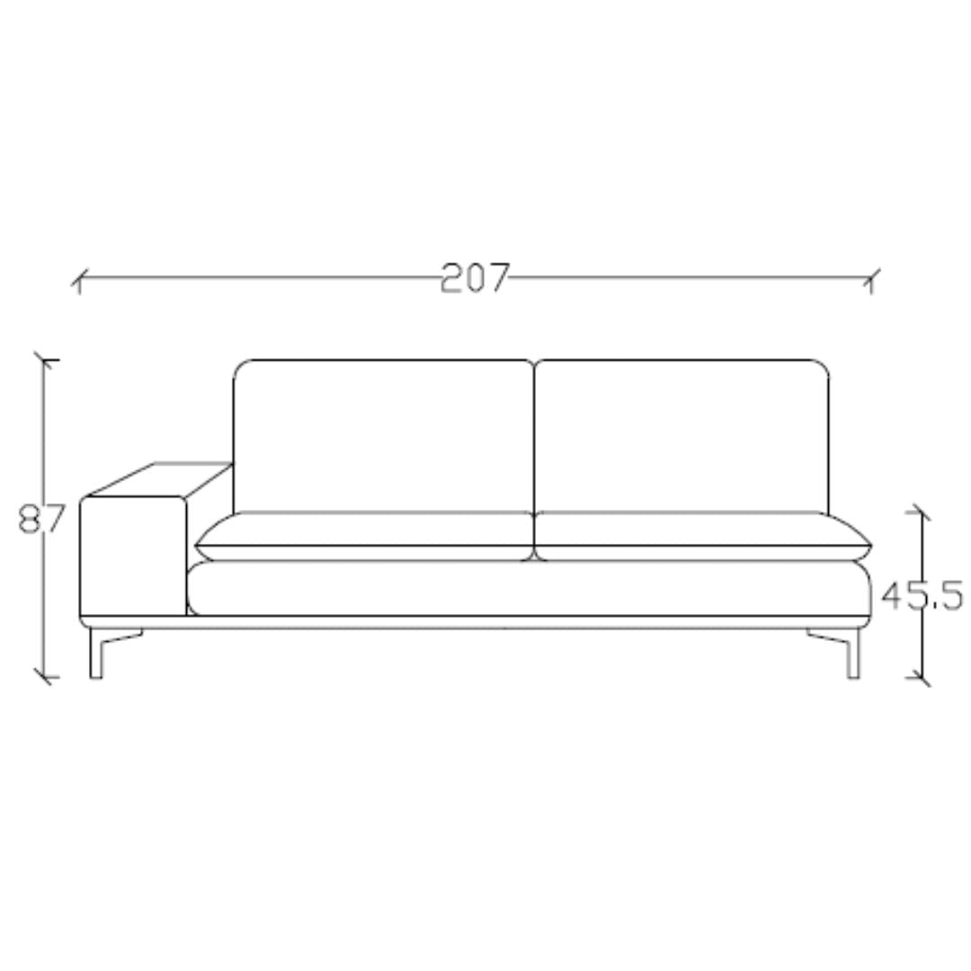 BEACON Nexus 2 Seater Modular Sofa with Right Arm, modern fabric sofa for living room, sleek and comfortable seating.