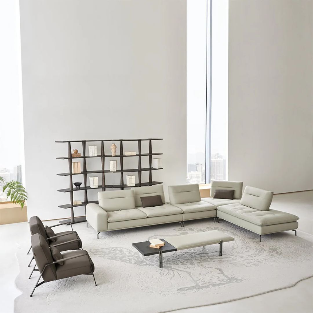 BEACON Nexus 2 Seater Left Arm Modular Sofa in neutral fabric, showcasing its contemporary design and comfortable seating.