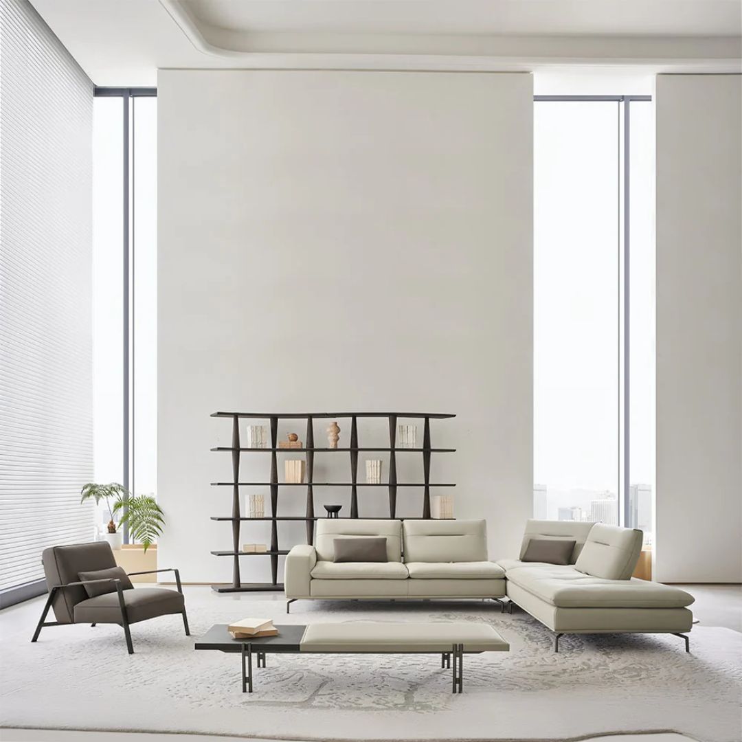 BEACON Nexus 2 Seater Left Arm Modular Sofa in neutral fabric, showcasing its contemporary design and comfortable seating arrangement.