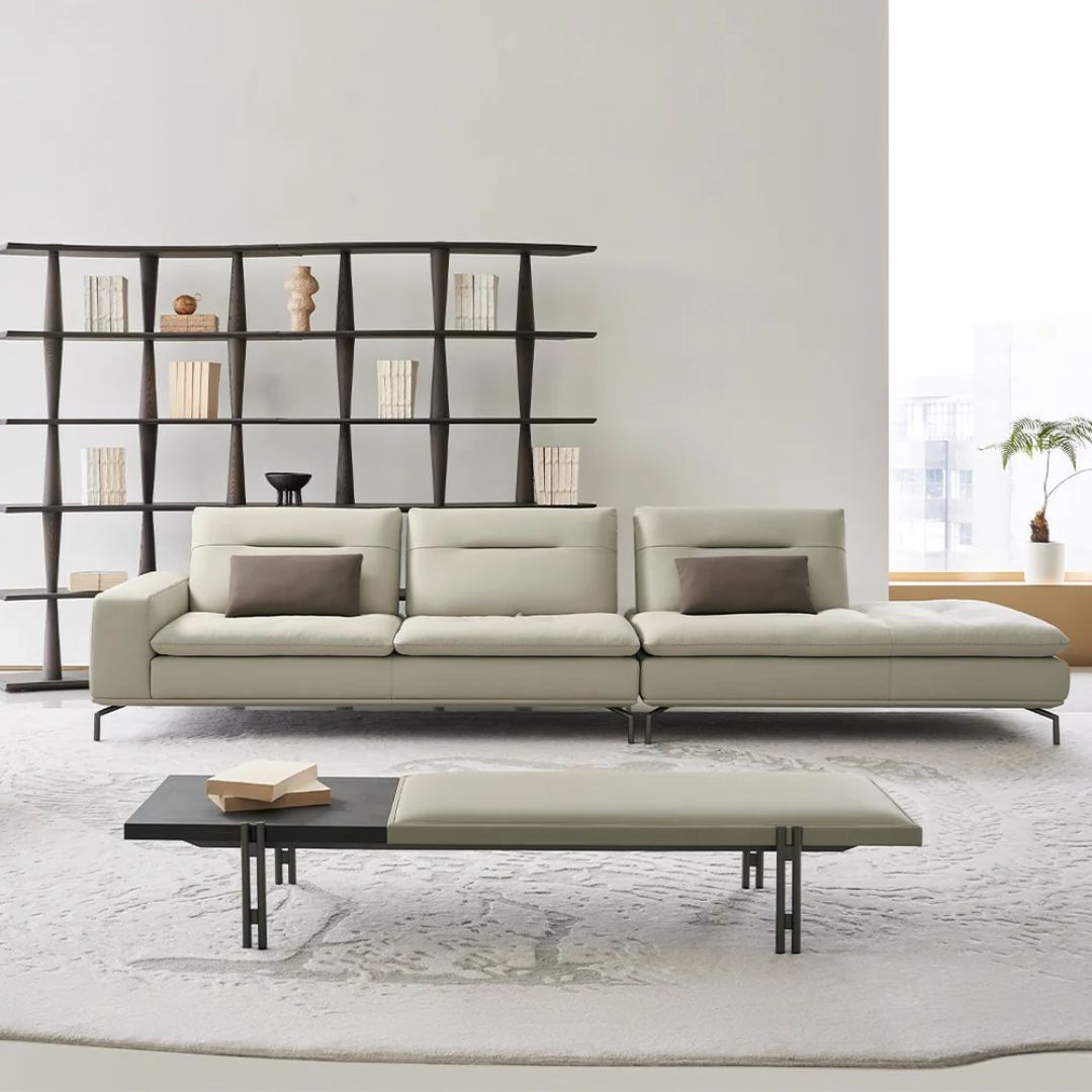 Beige Nexus 2 Seater Left Arm Modular Sofa by BEACON, modern fabric sofa with armrest and plush cushions.