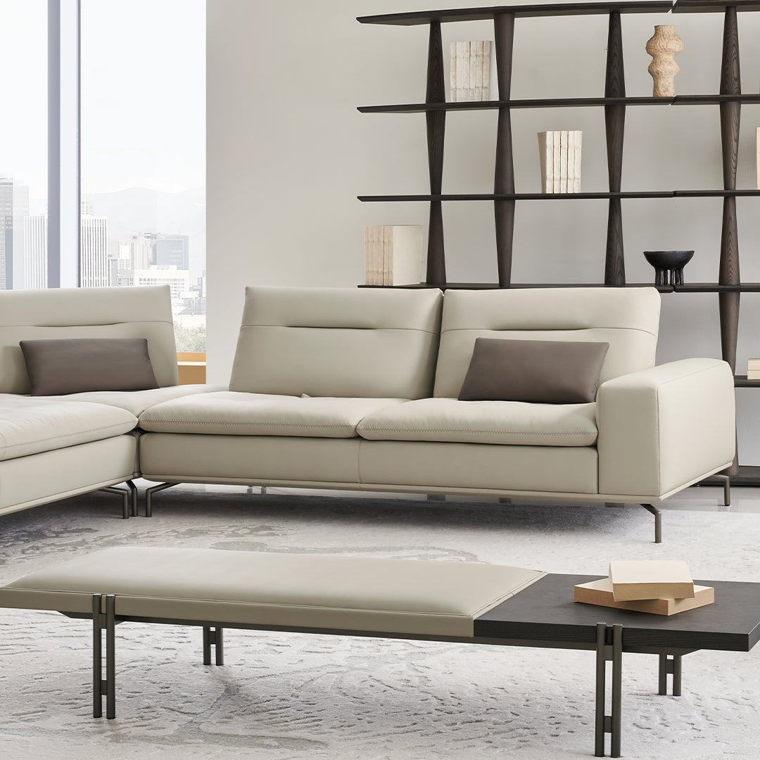 Nexus 2 Seater Right Modular Sofa by BEACON with armrest, fabric upholstery, modern design, and cushioned seating.