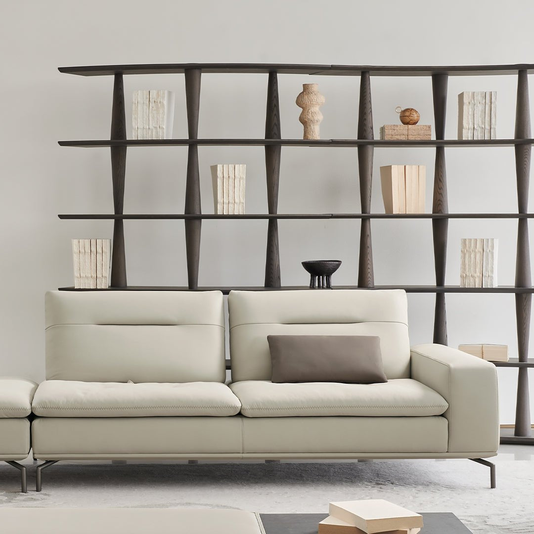 Nexus 2-seater right arm modular sofa by BEACON, beige fabric with armrest, modern living room furniture.