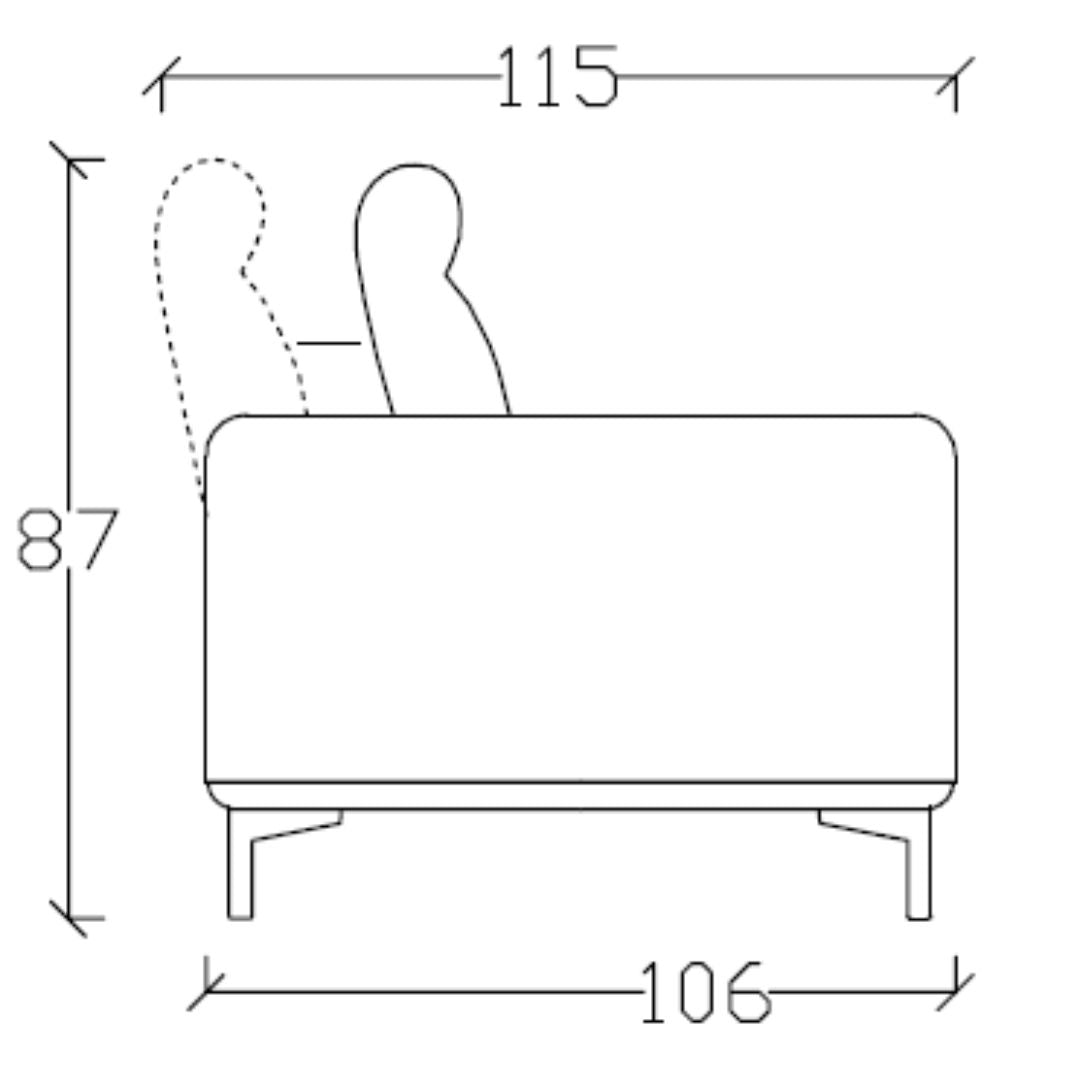 BEACON Nexus 2 Seater Right Arm Modular Sofa in fabric, featuring a modern design with armrest and plush cushions.