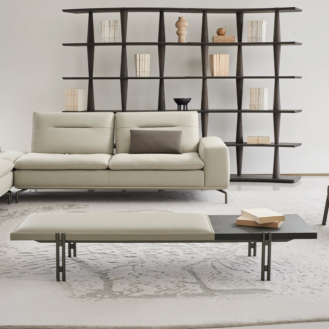 Nexus Bench AMF-JT293 by BEACON, a sturdy wooden bench with metal legs, ideal for indoor or outdoor seating.