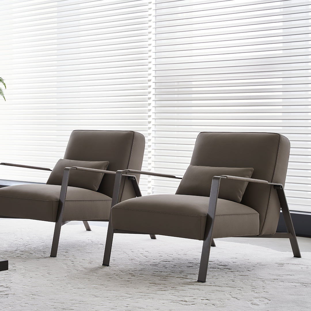 BEACON Nexus Lounge Chair AMF-DY218 armchair with plush fabric upholstery and modern design, shown from a side angle.