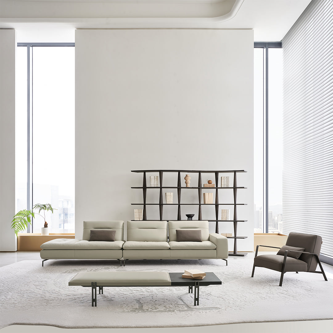 BEACON Nexus Lounge Chair AMF-DY218 in modern armchair design with plush upholstery and sleek wooden legs.