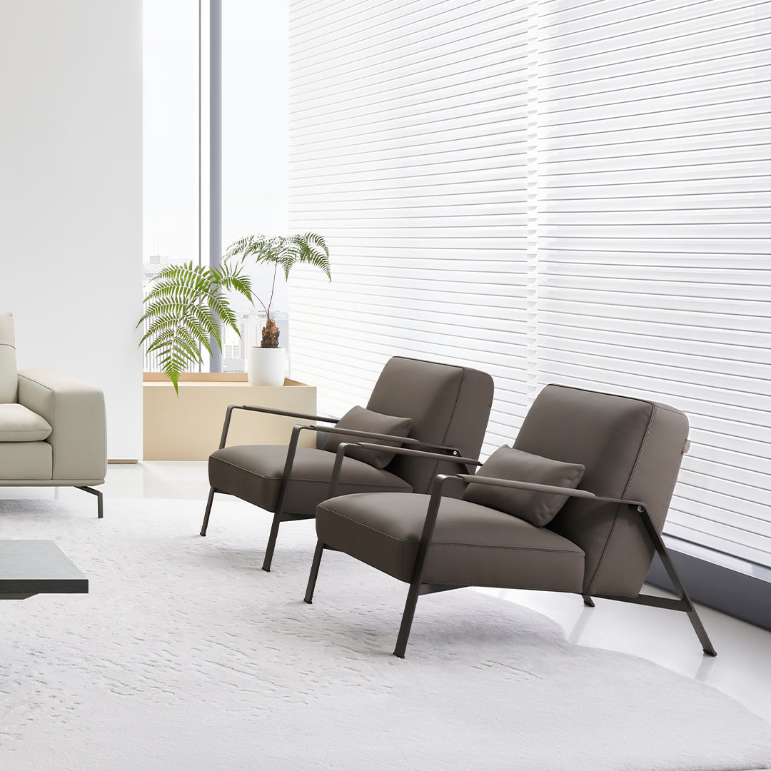 BEACON Nexus Lounge Chair AMF-DY218 armchair with modern design, plush upholstery, and wooden legs in a contemporary living space.