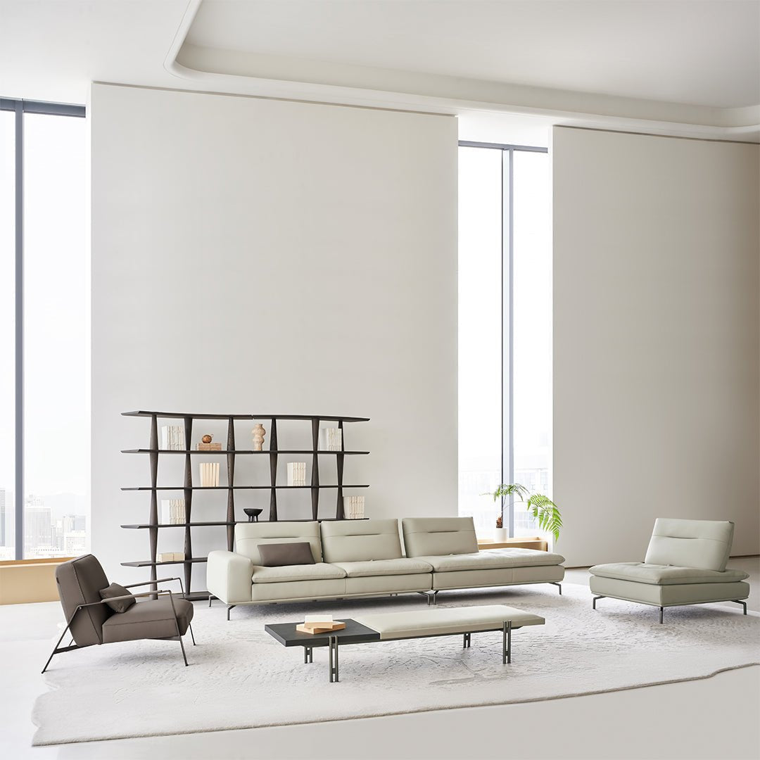 BEACON Nexus modular sofa with right relaxed 2-seater, without arm, modern fabric upholstery, in a contemporary living room setting.
