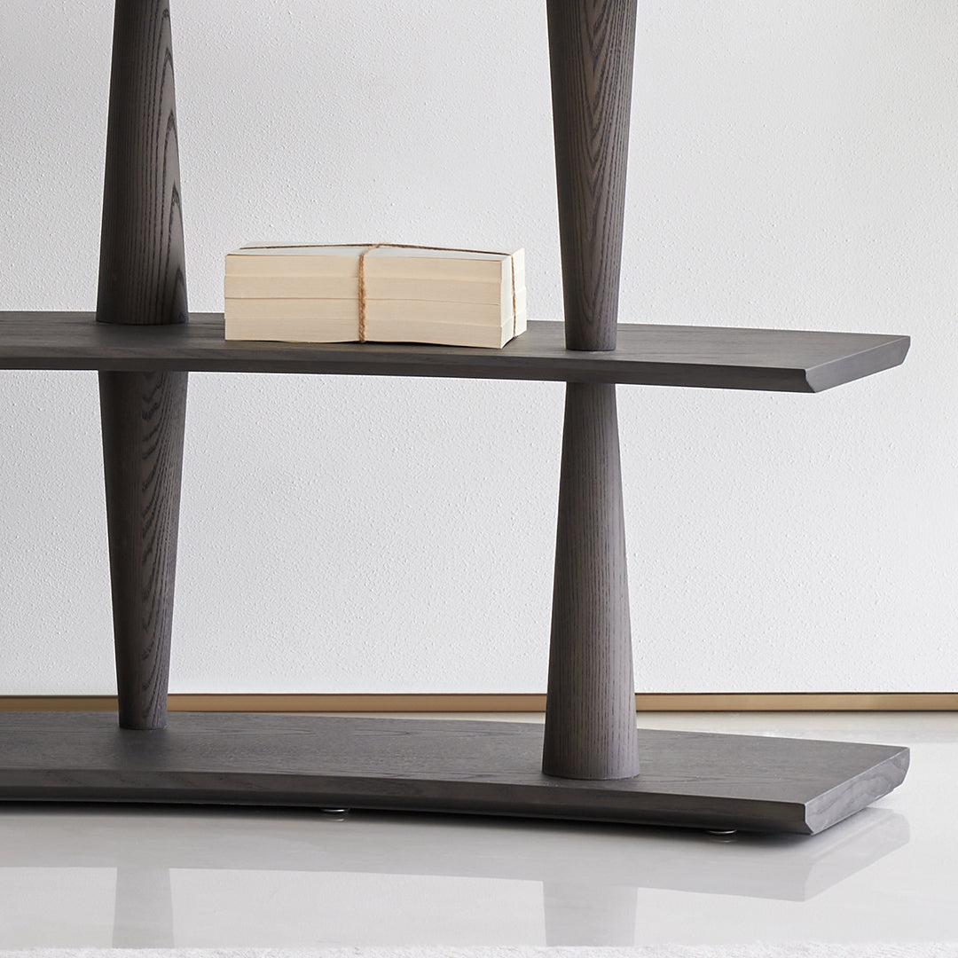 Ash wood Nexus Shelf by BEACON with Italian grey finish, modern wall-mounted shelving unit for stylish storage.