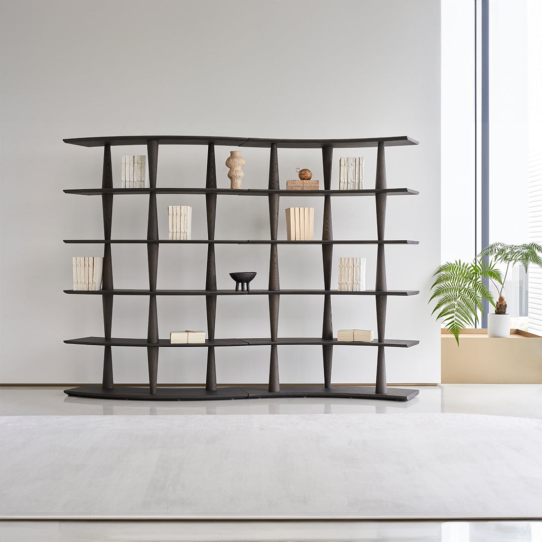 Nexus Ash Wood Shelf in Italian Grey from BEACON, showcasing sleek modern design and natural wood finish.