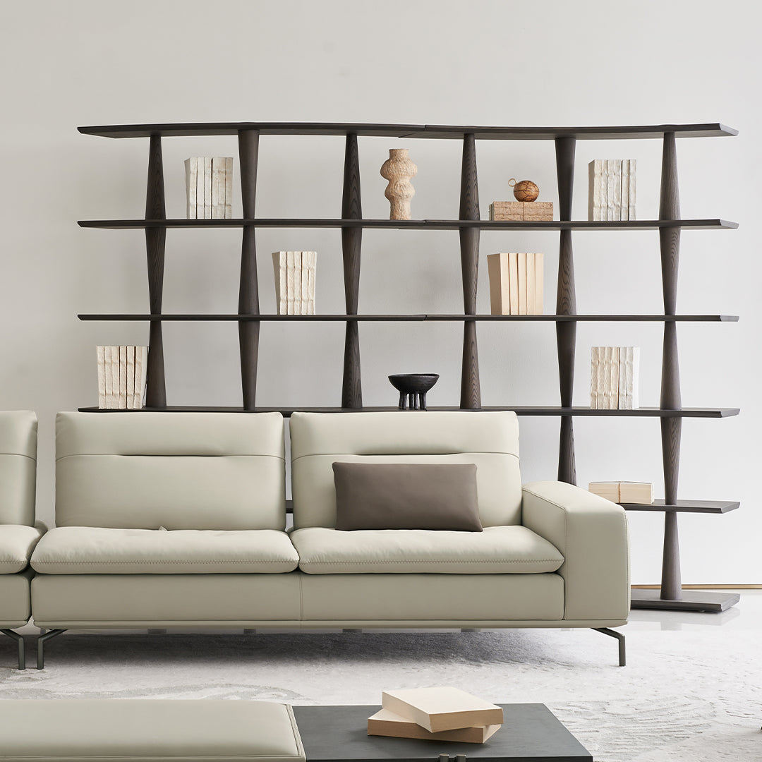 BEACON Nexus shelf in ash wood with Italian grey finish, sleek modern shelf design, ideal for stylish storage and display.