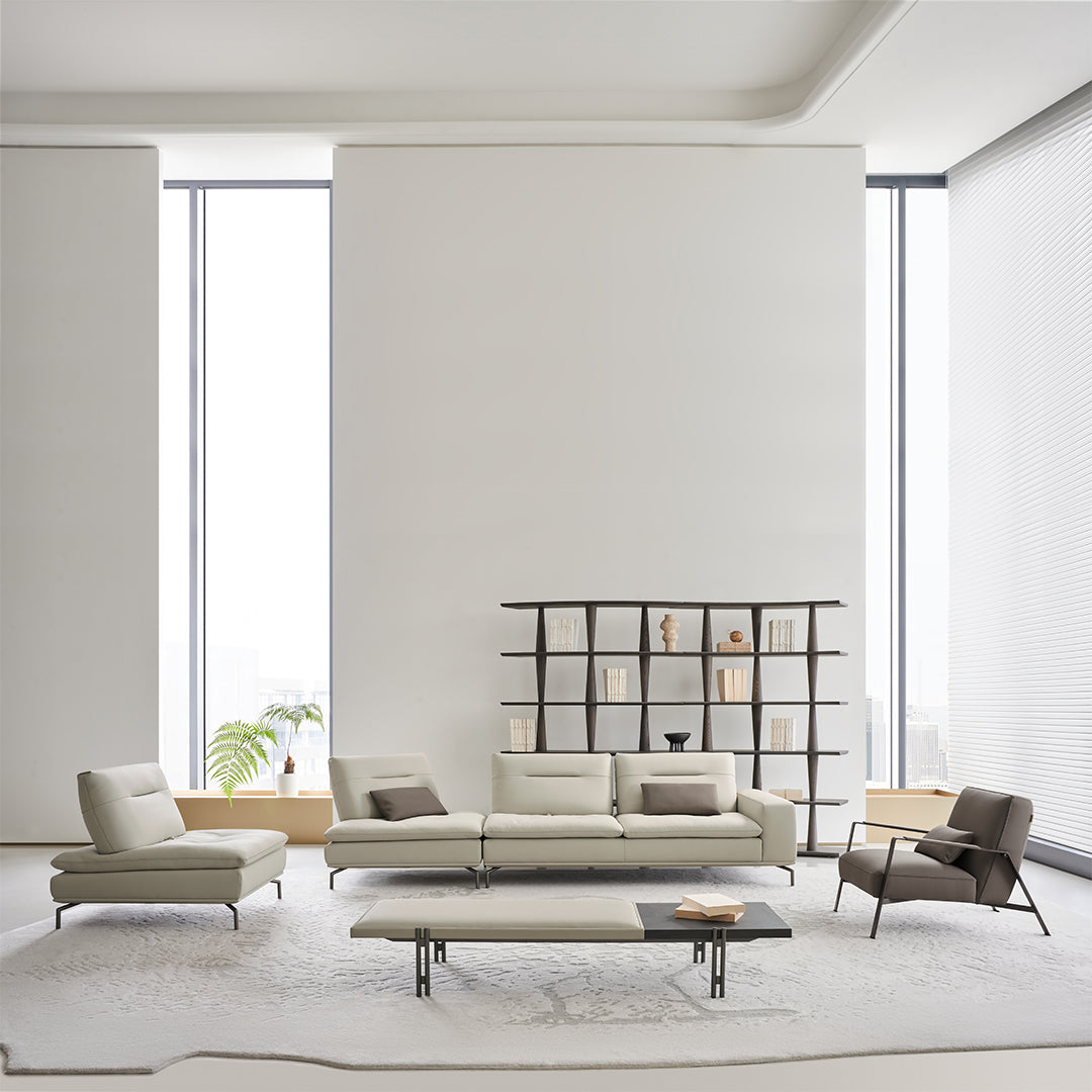 Ash wood Nexus Shelf in Italian Grey by BEACON, showcasing a sleek modern shelf with a smooth finish and minimalist design.