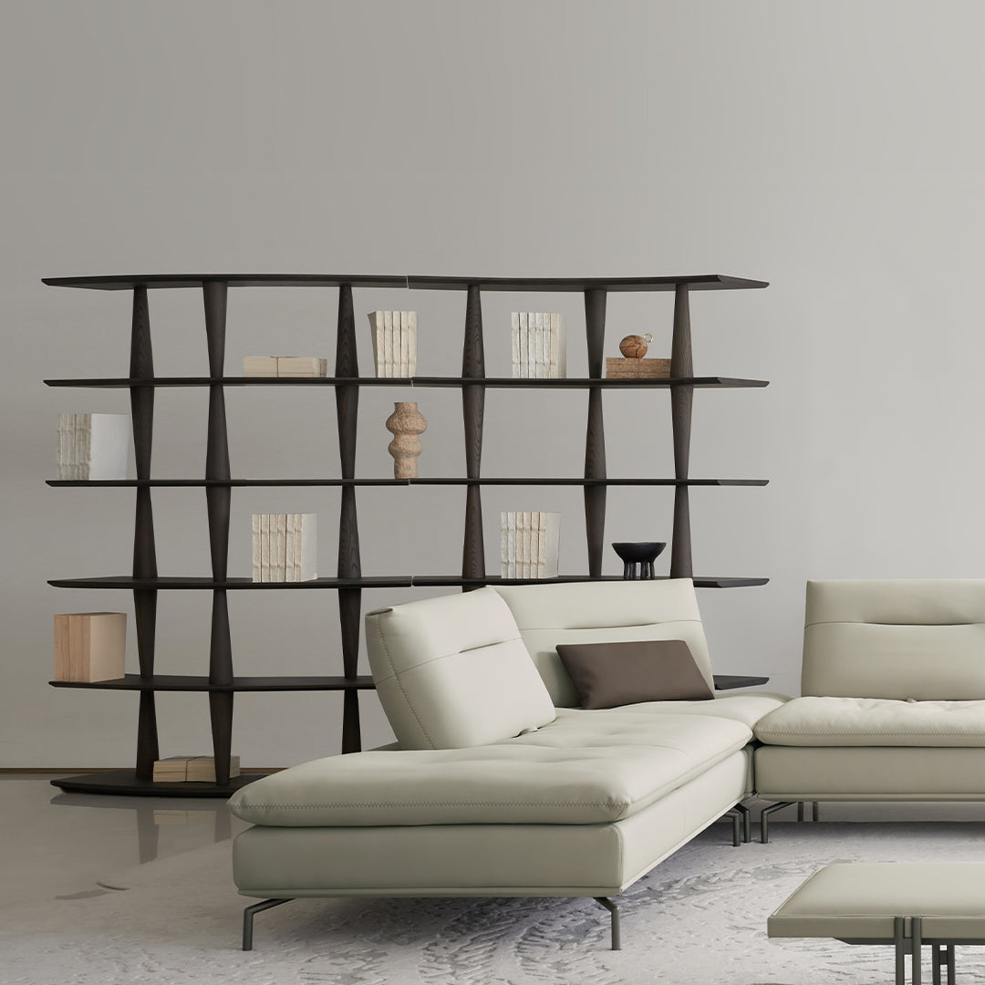 Nexus Ash Wood Shelf in Italian Grey by BEACON, showcasing a sleek modern shelf with natural wood grain and minimalist design.
