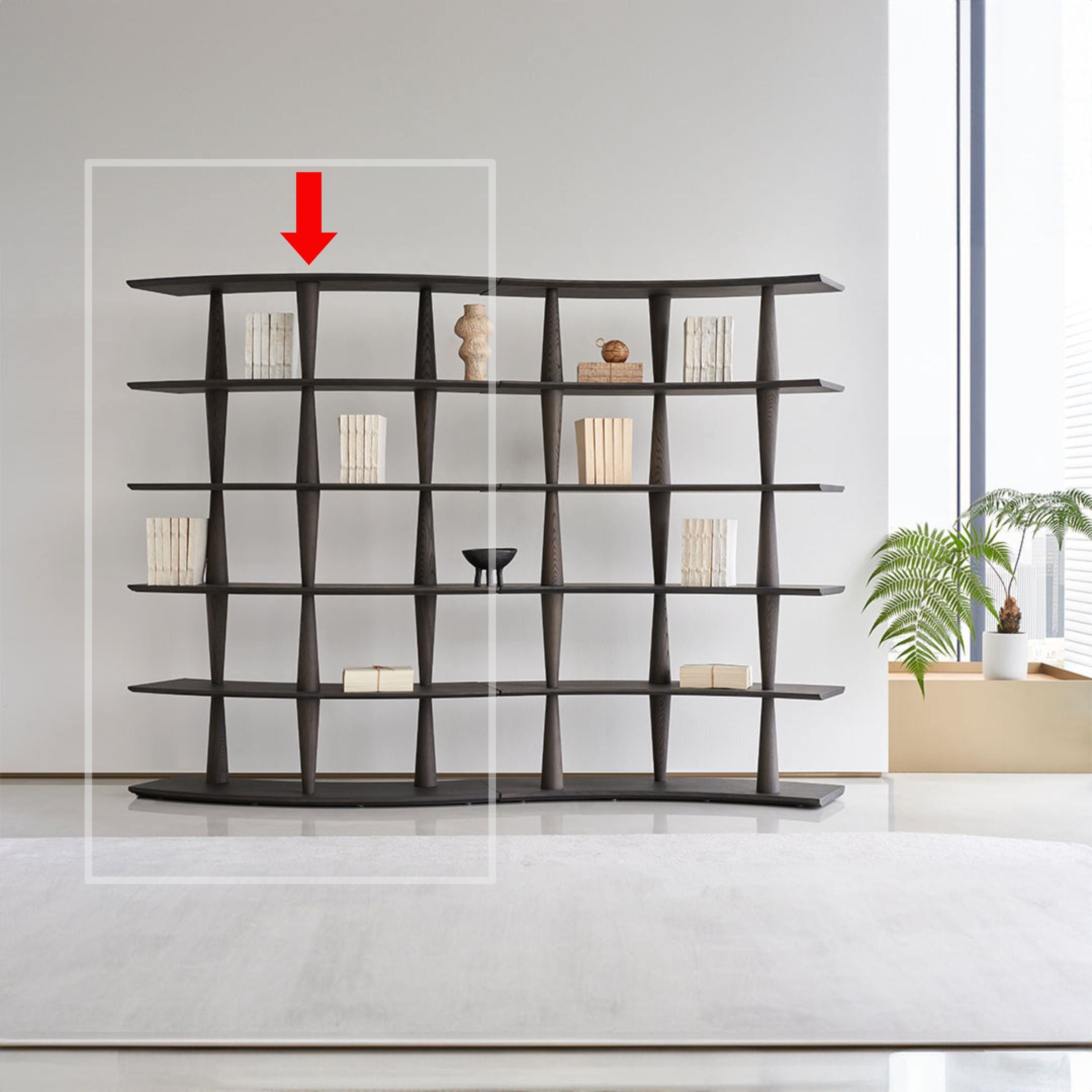 Nexus Ash Wood Shelf in Italian Grey by BEACON, showcasing a sleek, modern design with natural wood grain and sturdy construction.