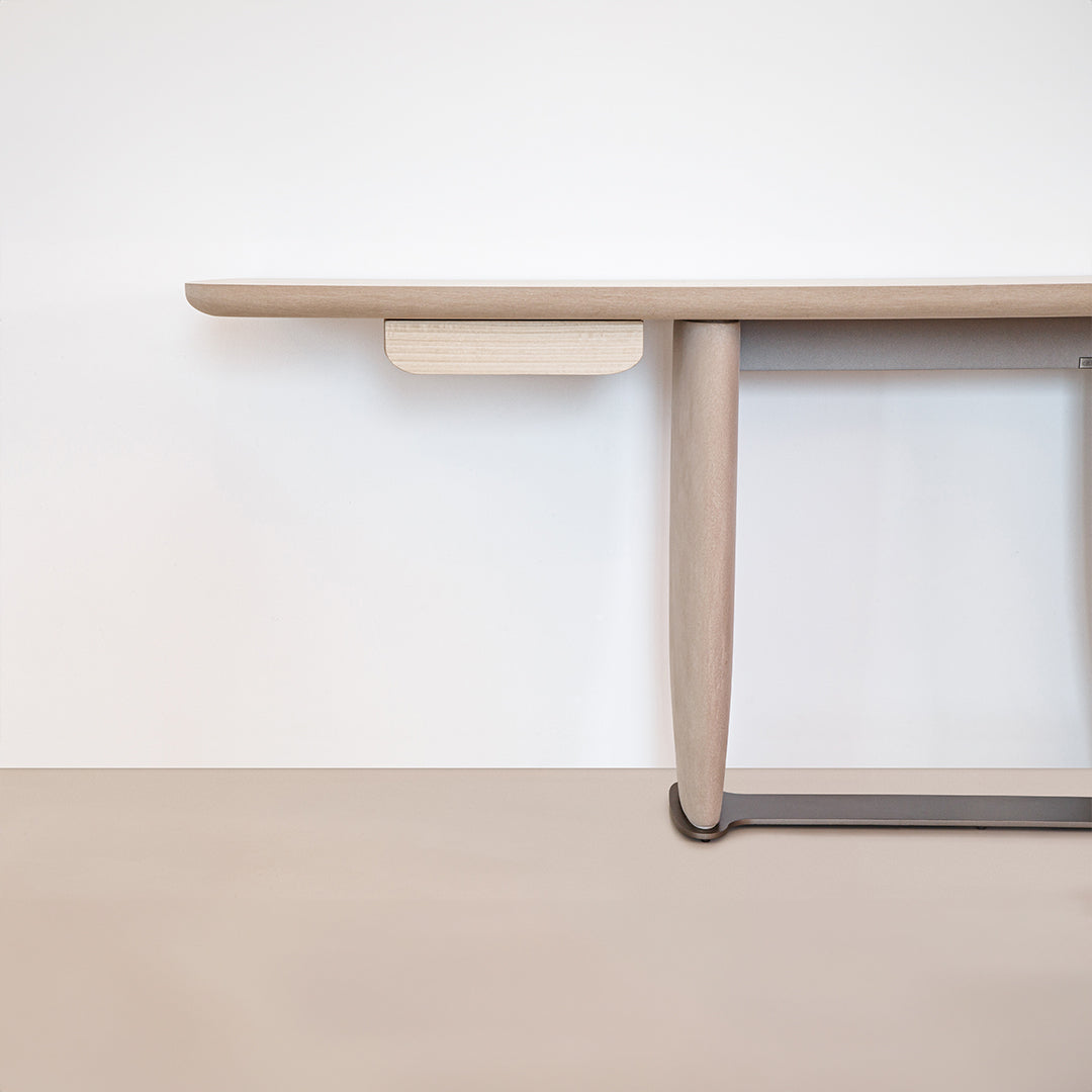 Nexus Veneer Top Console by BEACON, featuring a sleek veneer finish, modern design, and sturdy build for versatile use.