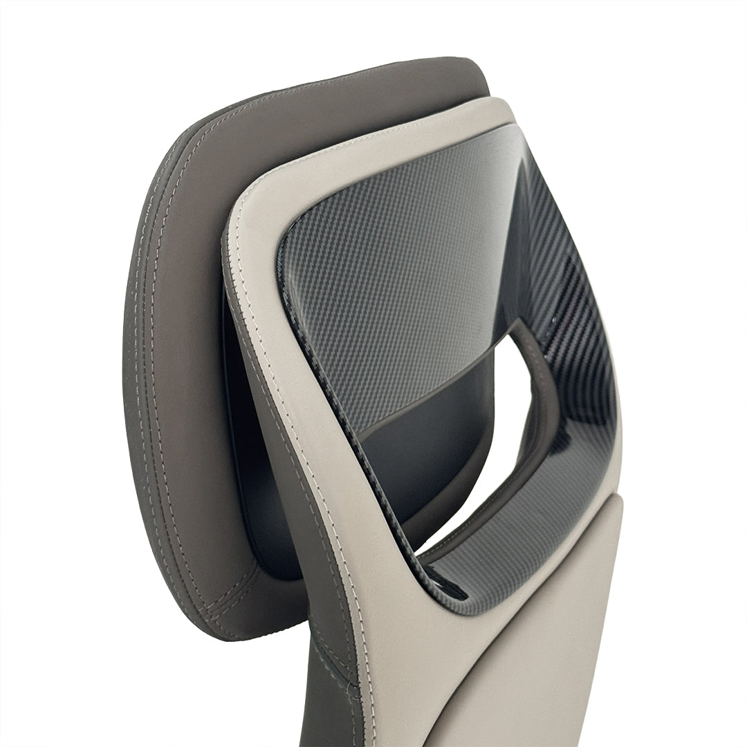 BEACON Nigel leather office chair with wheels, ergonomic design, black upholstery, adjustable height, and swivel base.
