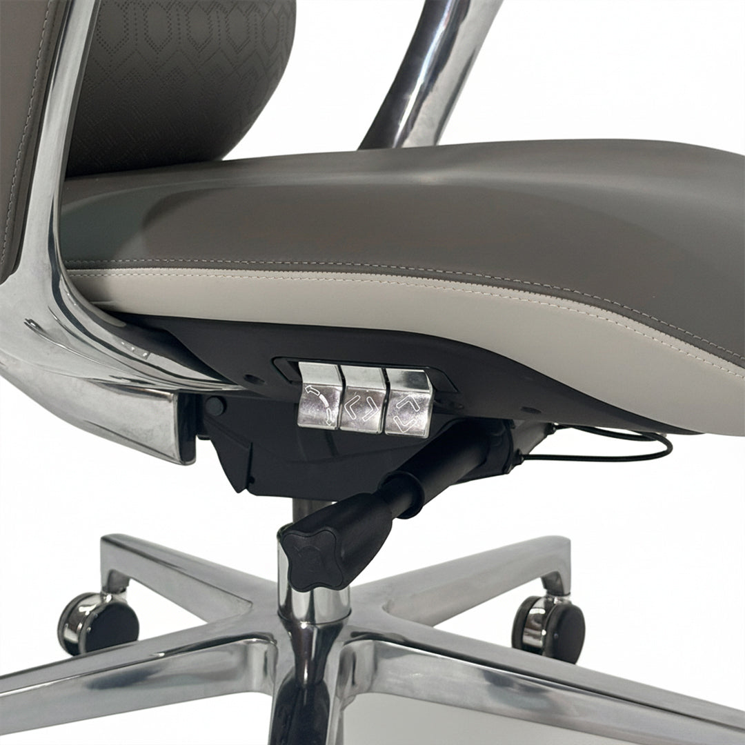 BEACON Nigel leather office chair with wheels, ergonomic design, black upholstery, and adjustable height for comfortable seating.