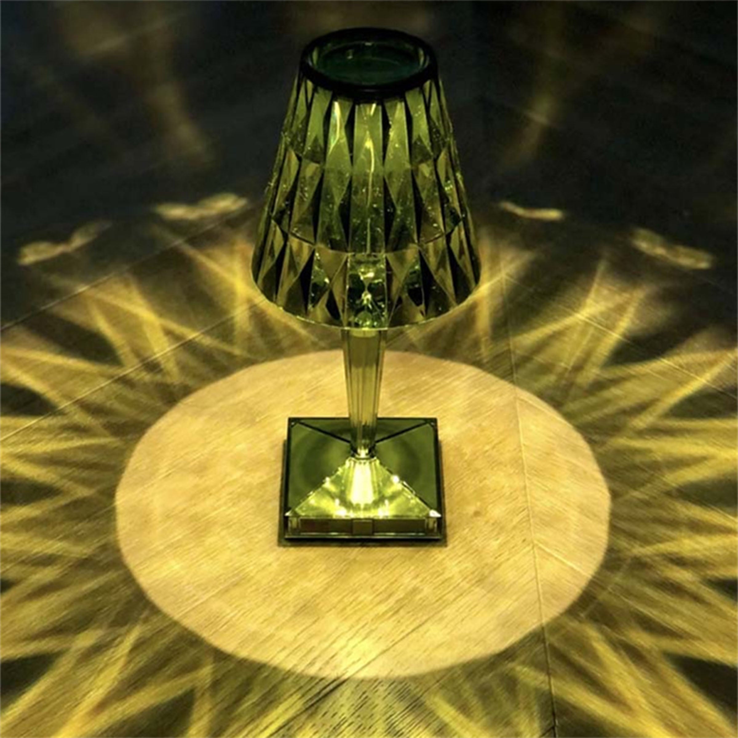 Green BEACON night light table lamp with a sleek design, ideal for desks or bedside tables.