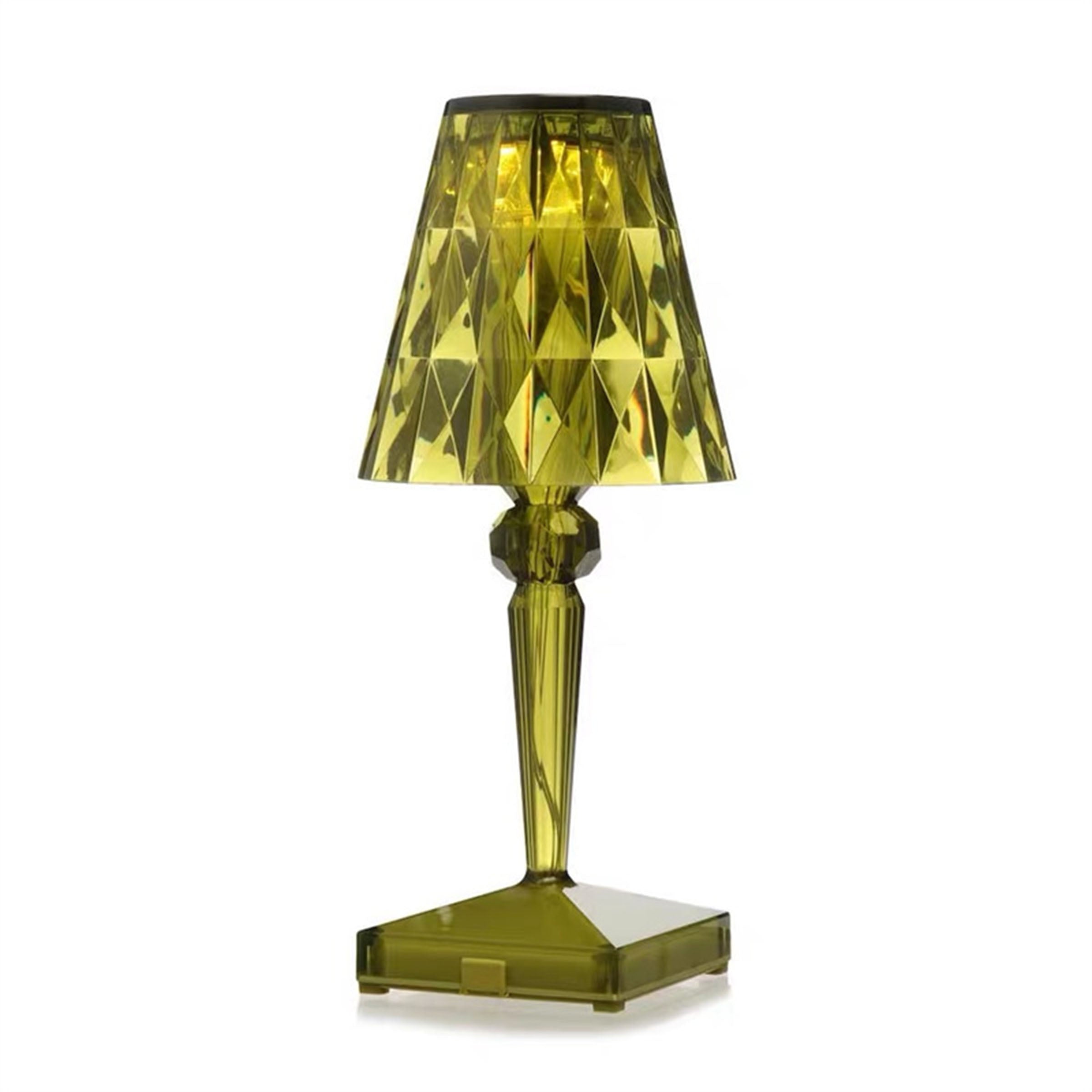 Green BEACON night light table lamp on a desk, with a sleek modern design and soft ambient lighting.