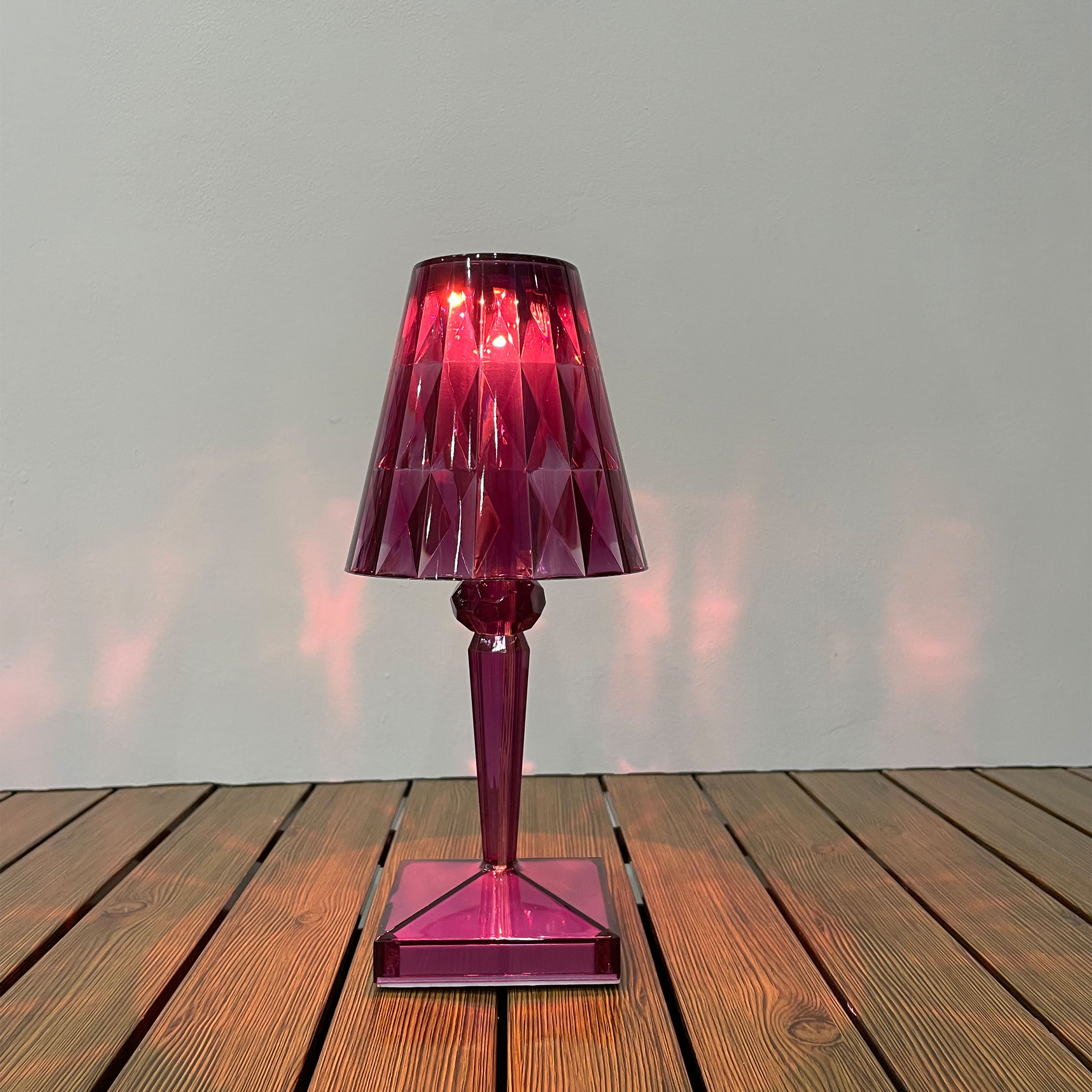 Purple BEACON desk lamp night light with a sleek design, ideal for bedside or table use, featuring a modern style.