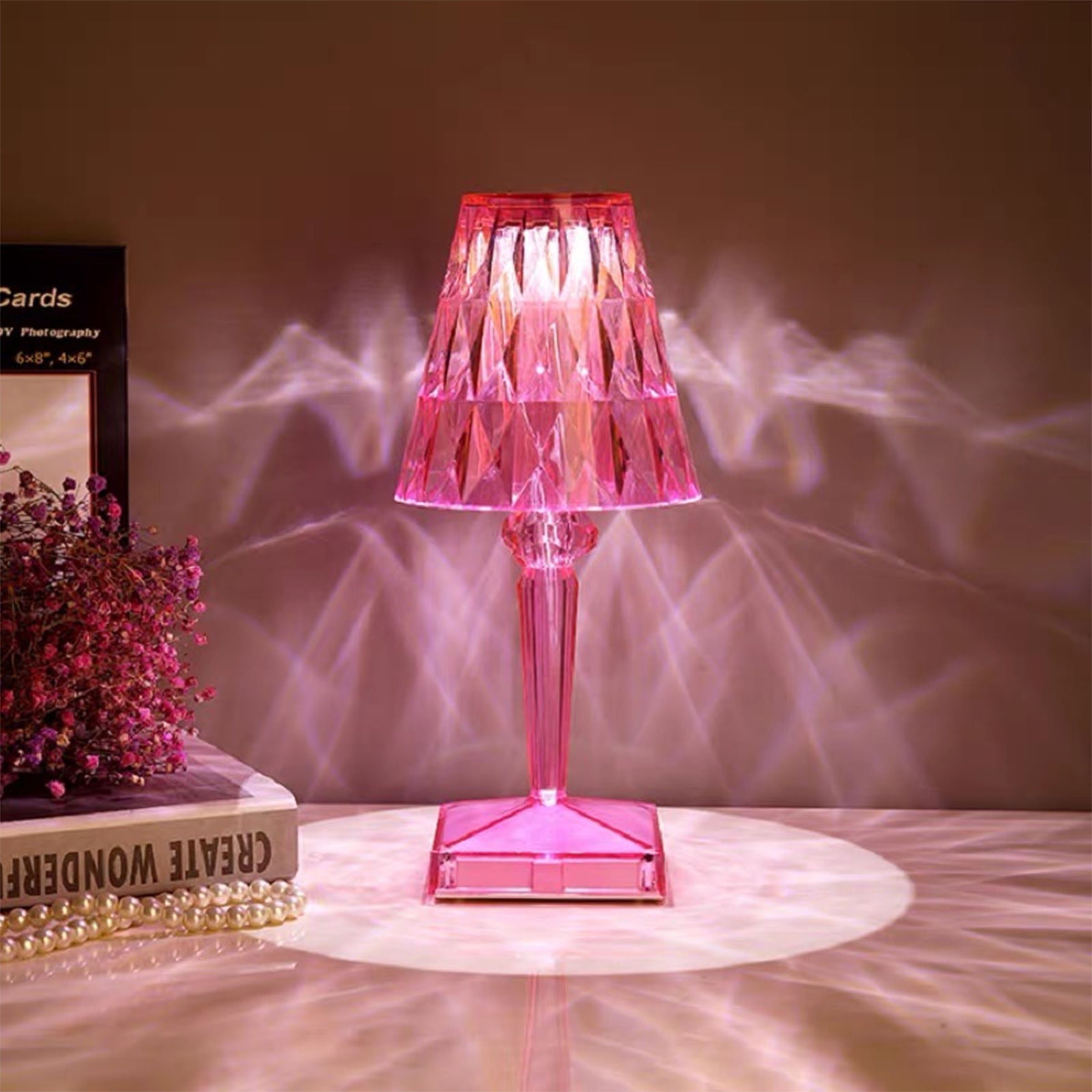 Purple BEACON night light desk lamp with a sleek modern design, ideal for bedside or table illumination.