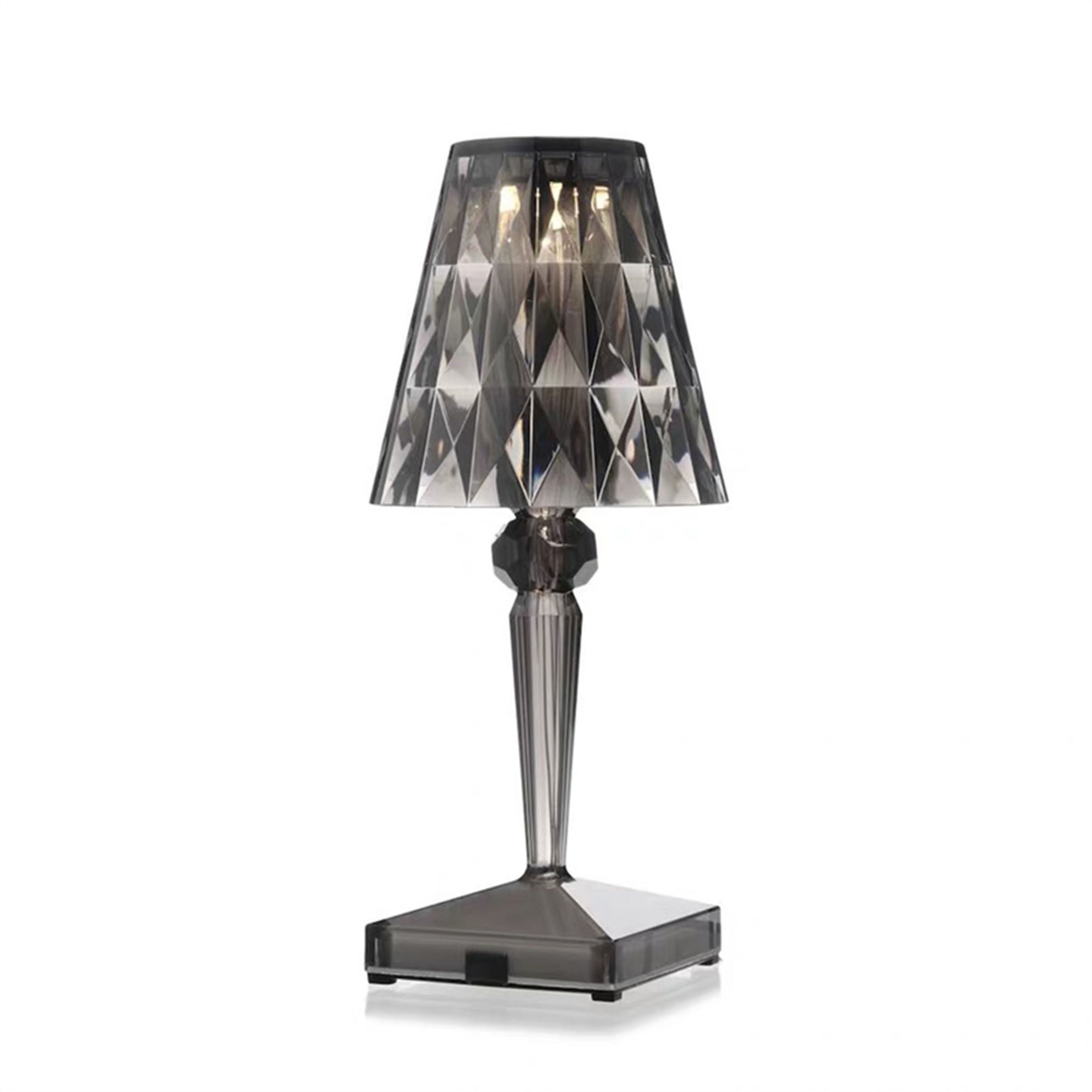 Smoke black BEACON desk table lamp with a sleek night light design, featuring a modern, minimalist style and soft lighting.