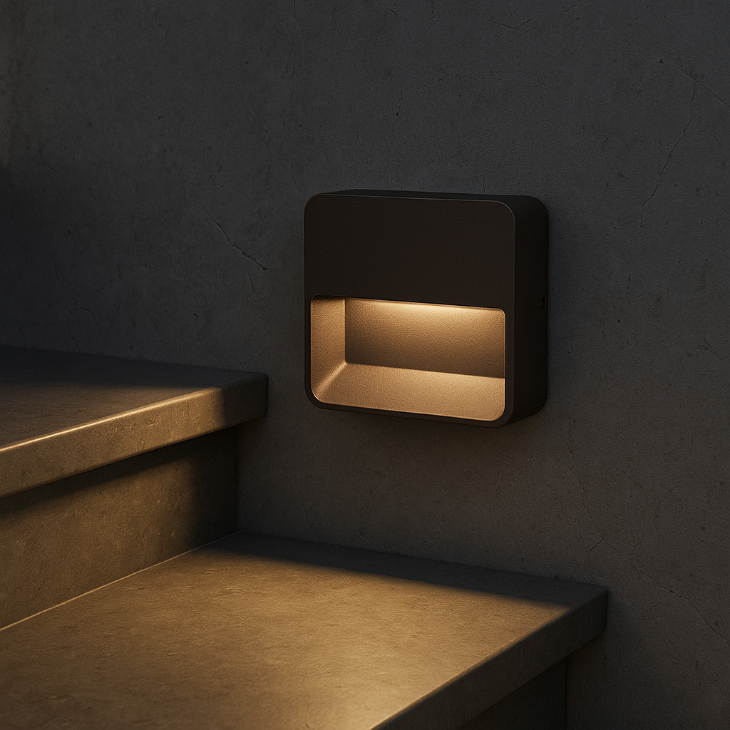 Beacon NightEdge wall lamp in Sandy Coffee finish, showcasing its modern design and wall-mounted style.