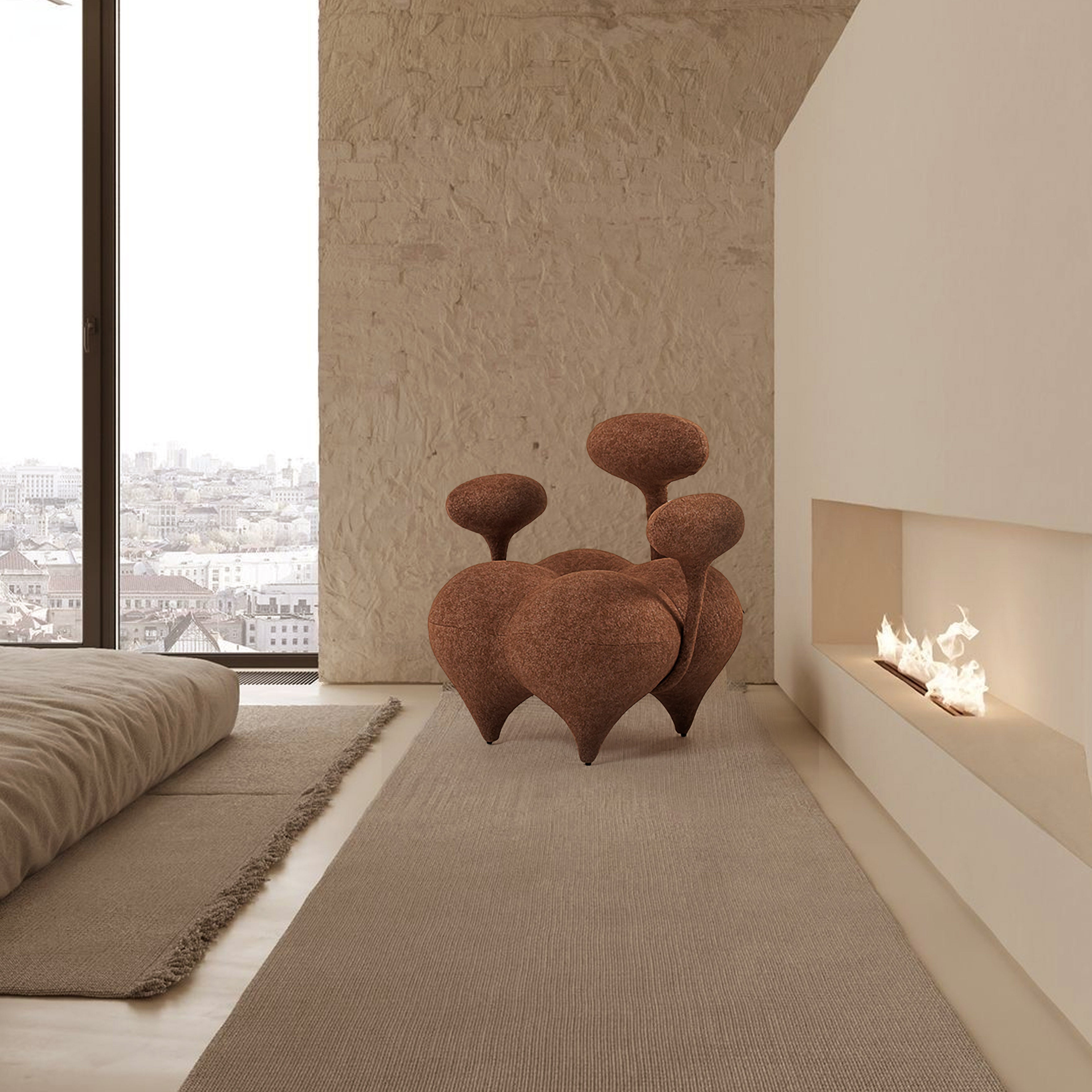 BEACON Nodus Lounge Chair PZ-666-L in brown with plush upholstered seat and modern design, perfect for living room relaxation
