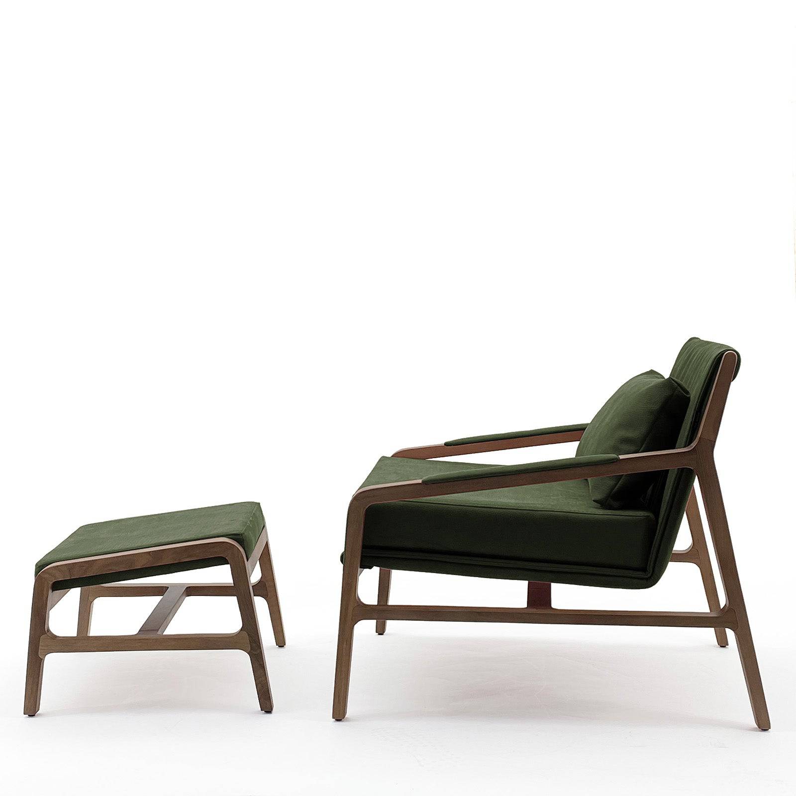 Nordic Solid Wood Lounge Chair And Ottoman Nordic-001-Green(Rose Berger) -  Lounge Chairs | كرسي صالة من الخشب الصلب الشمالي مع مسند القدم - ebarza Furniture UAE | Shop Modern Furniture in Abu Dhabi & Dubai - مفروشات ايبازرا في الامارات | تسوق اثاث عصري وديكورات مميزة في دبي وابوظبي