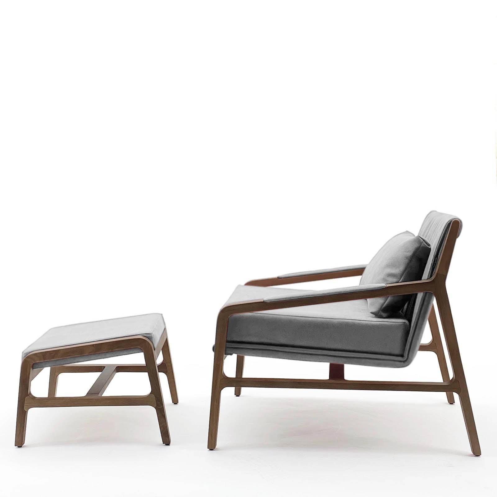 Nordic Solid Wood Lounge Chair And Ottoman Nordic-001-Grey(Rose Berger) -  Lounge Chairs | كرسي صالة من الخشب الصلب الشمالي مع مسند القدم - ebarza Furniture UAE | Shop Modern Furniture in Abu Dhabi & Dubai - مفروشات ايبازرا في الامارات | تسوق اثاث عصري وديكورات مميزة في دبي وابوظبي