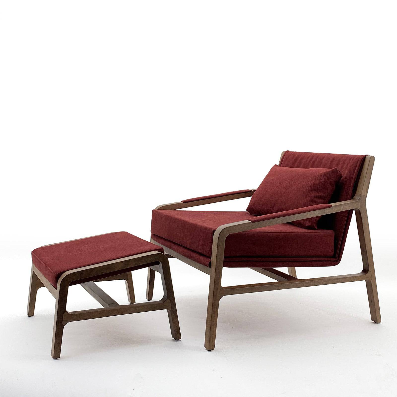 Nordic Solid Wood Lounge Chair And Ottoman Nordic-001-R(Rose Berger) -  Lounge Chairs | كرسي صالة من الخشب الصلب الشمالي مع مسند القدم - ebarza Furniture UAE | Shop Modern Furniture in Abu Dhabi & Dubai - مفروشات ايبازرا في الامارات | تسوق اثاث عصري وديكورات مميزة في دبي وابوظبي