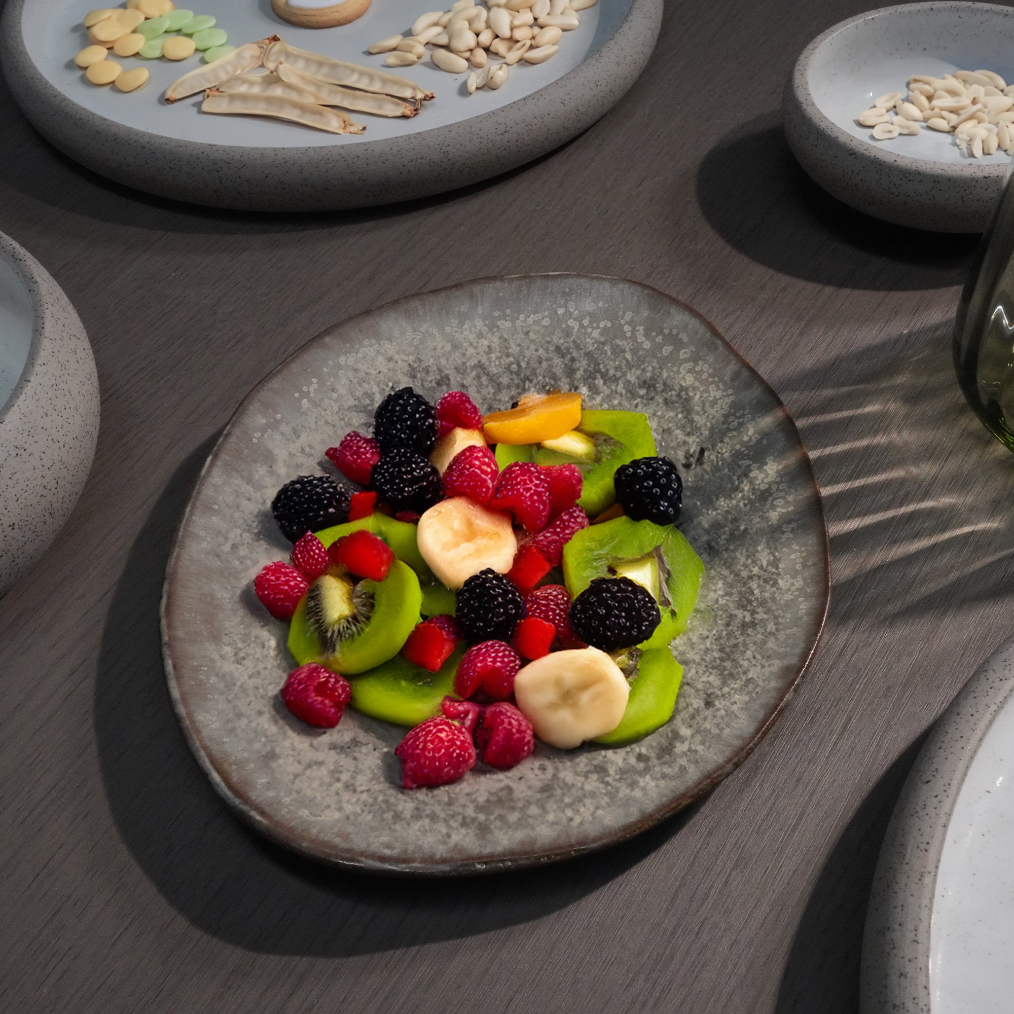 Nordic Western ceramic round plate by BEACON, 7-inch size, with a sleek, modern design perfect for dining and serving.