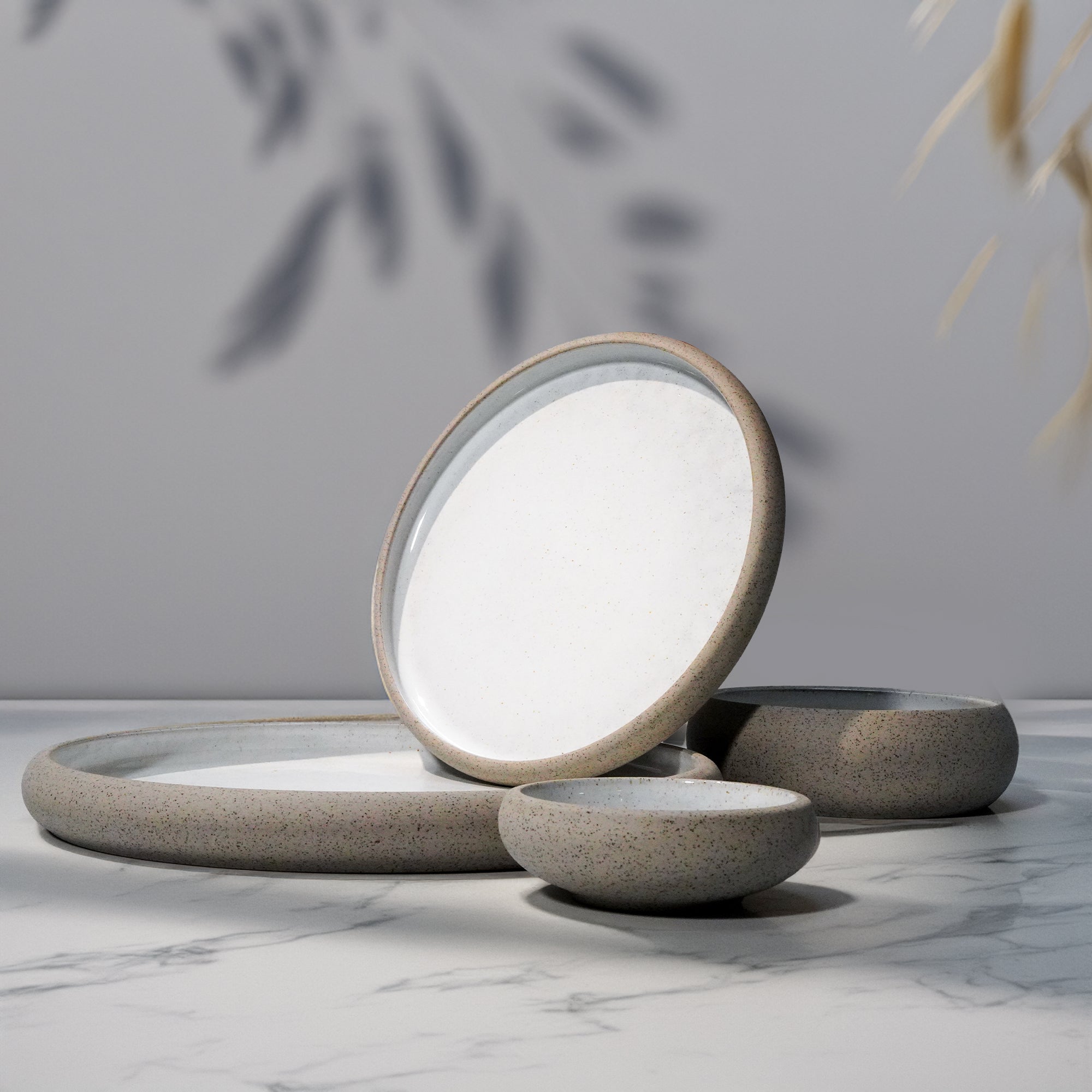 BEACON Nordic Western round plate, 3.75 inches, ceramic dinnerware with a modern Nordic design, ideal for serving meals.
