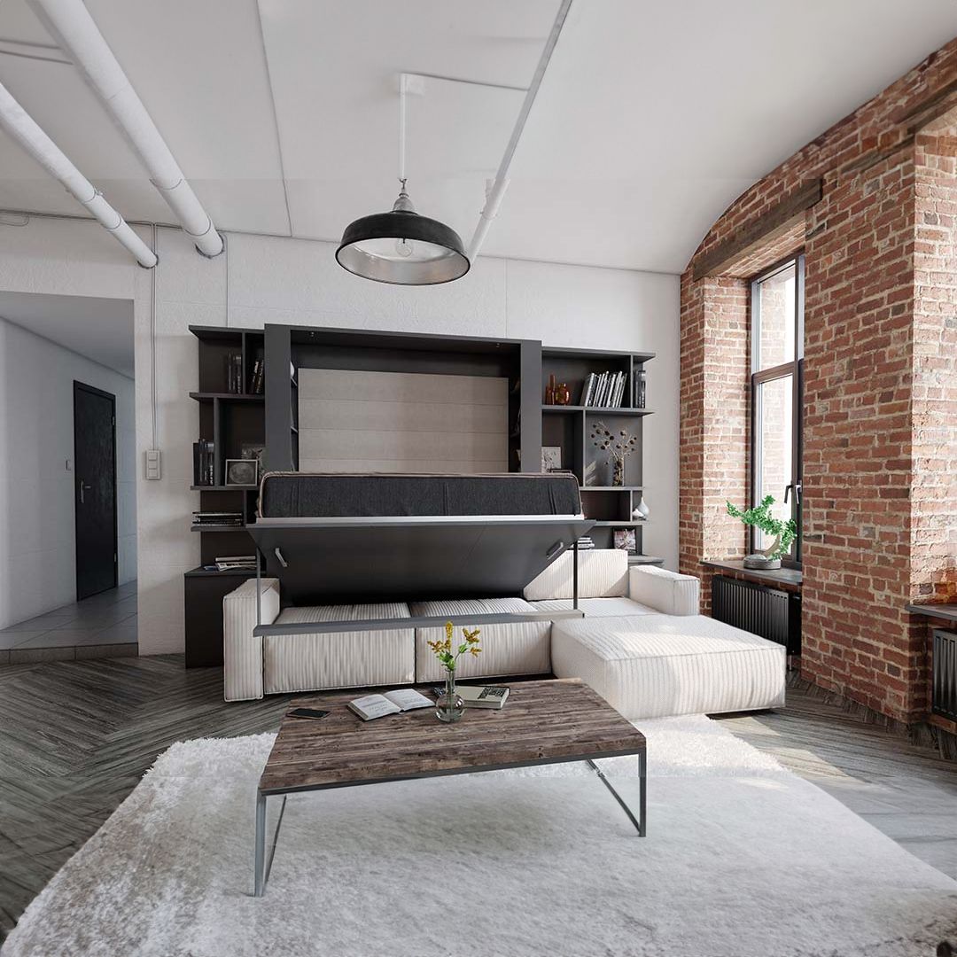 Nova Convertable Queen Sofabed with Shelves & Quality Mattress 250 -  Bedsteads - ebarza Furniture UAE | Shop Modern Furniture in Abu Dhabi & Dubai - مفروشات ايبازرا في الامارات | تسوق اثاث عصري وديكورات مميزة في دبي وابوظبي