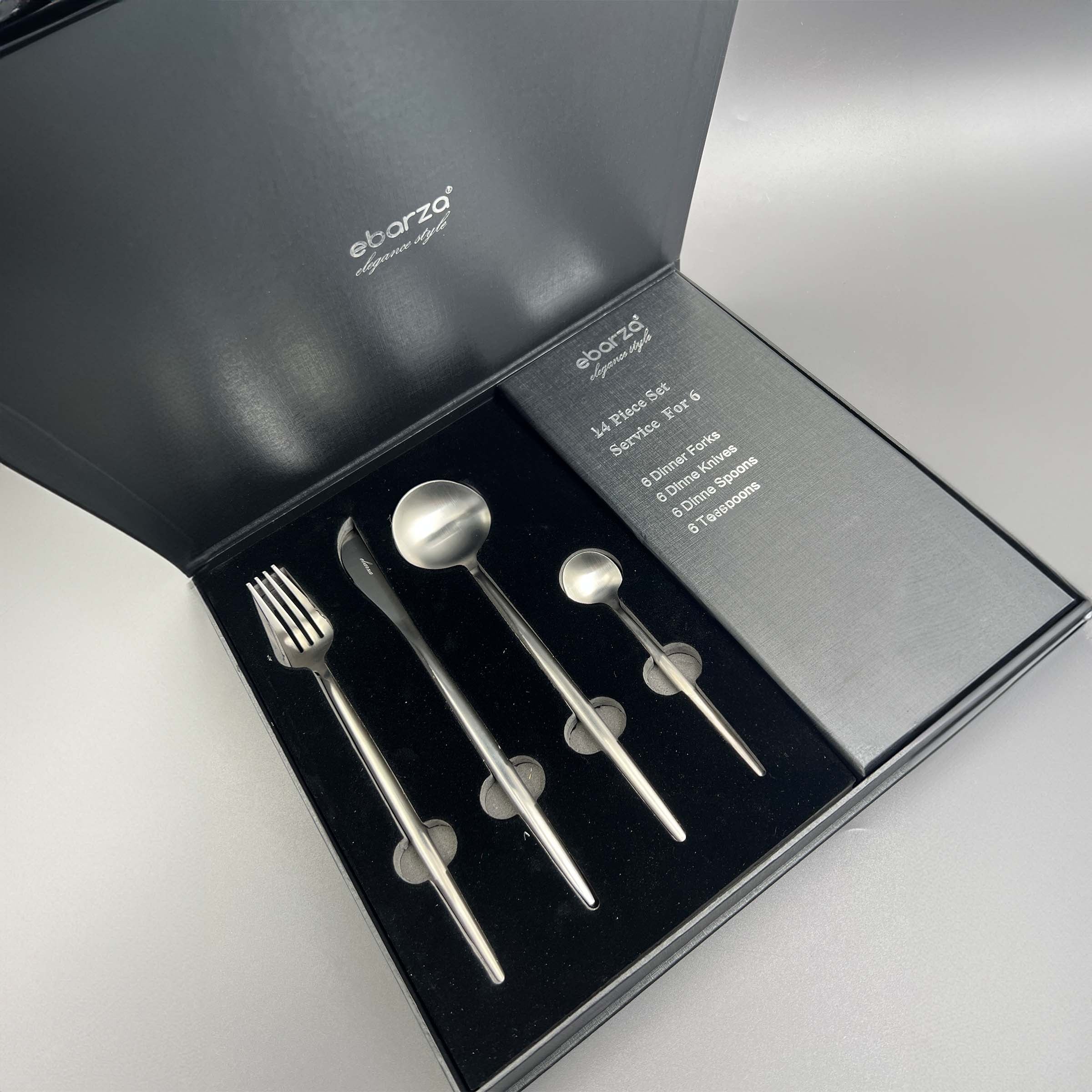 Obsidian Set of 24 pcs Matte Silver Cutlery Set  8048 -  Cutlery Sets - ebarza Furniture UAE | Shop Modern Furniture in Abu Dhabi & Dubai - مفروشات ايبازرا في الامارات | تسوق اثاث عصري وديكورات مميزة في دبي وابوظبي