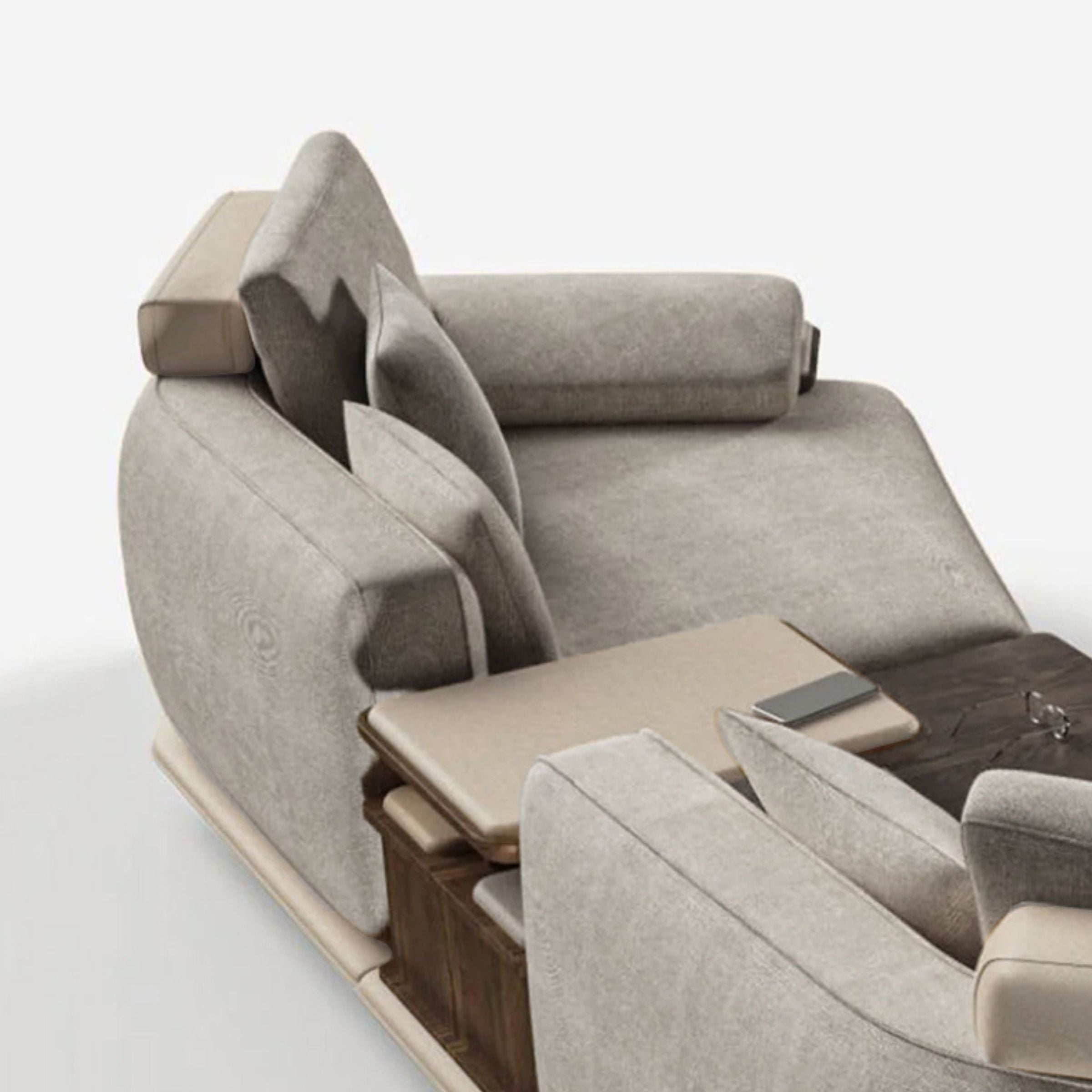 HOMAGE KOLTUK Odeon C module with right arm, 160cm for Odeon sofa, beige fabric, modern sofa section with armrest.
