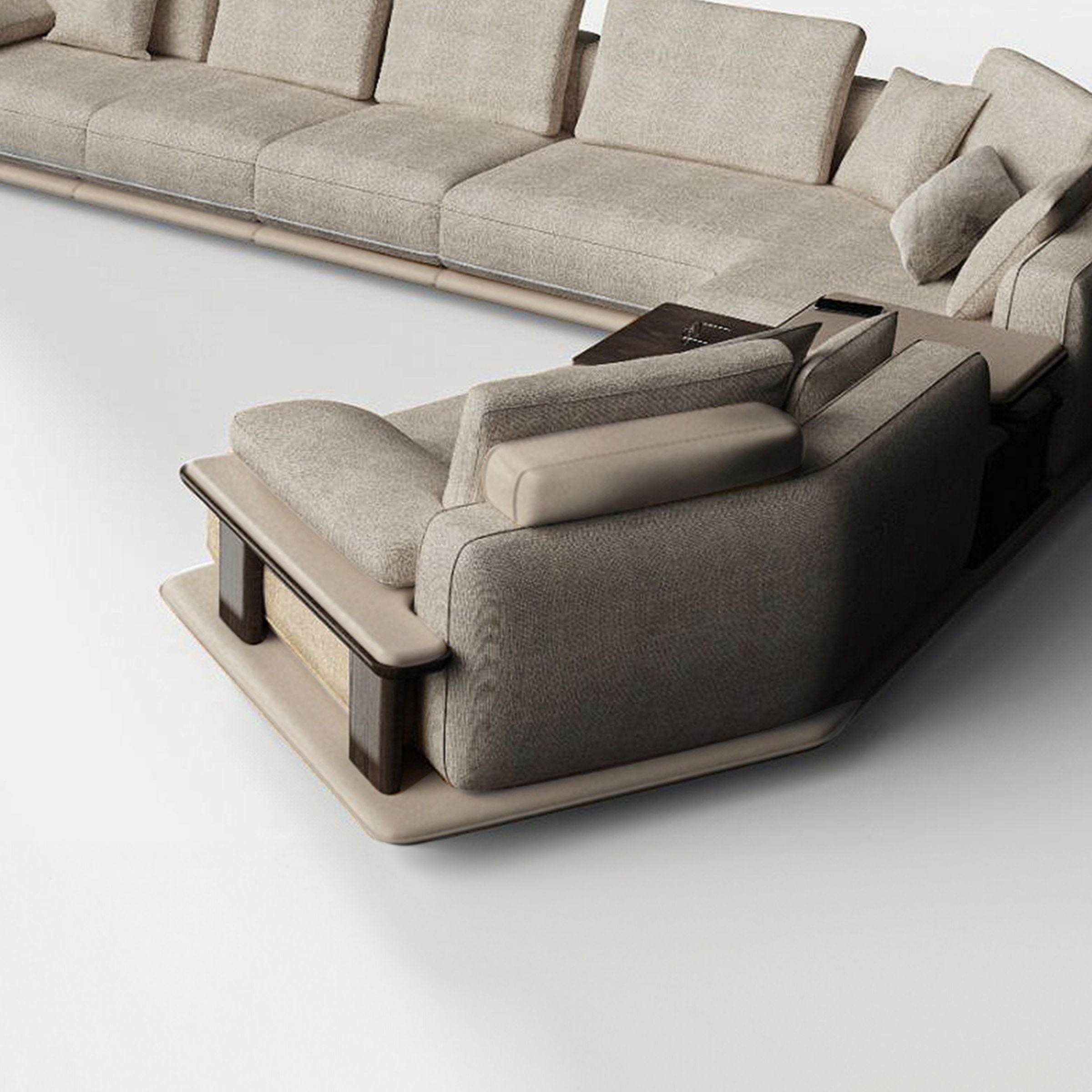 HOMAGE KOLTUK Odeon C Module with Right Arm, 160cm, for Odeon Sofa, modern sofa section in fabric with armrest