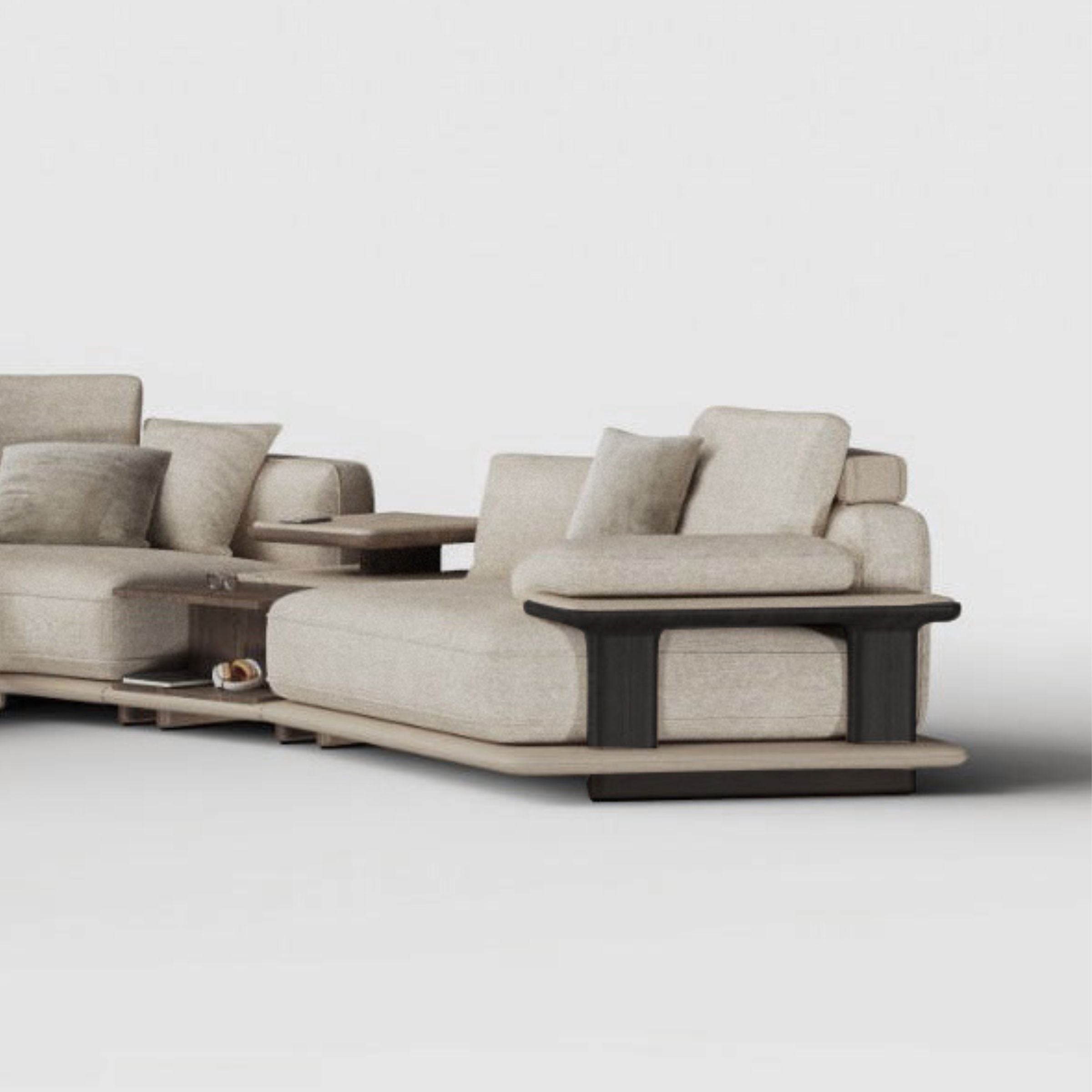 HOMAGE KOLTUK Odeon C Module with right arm, 160cm, for Odeon sofa, modern beige fabric sofa component with armrest
