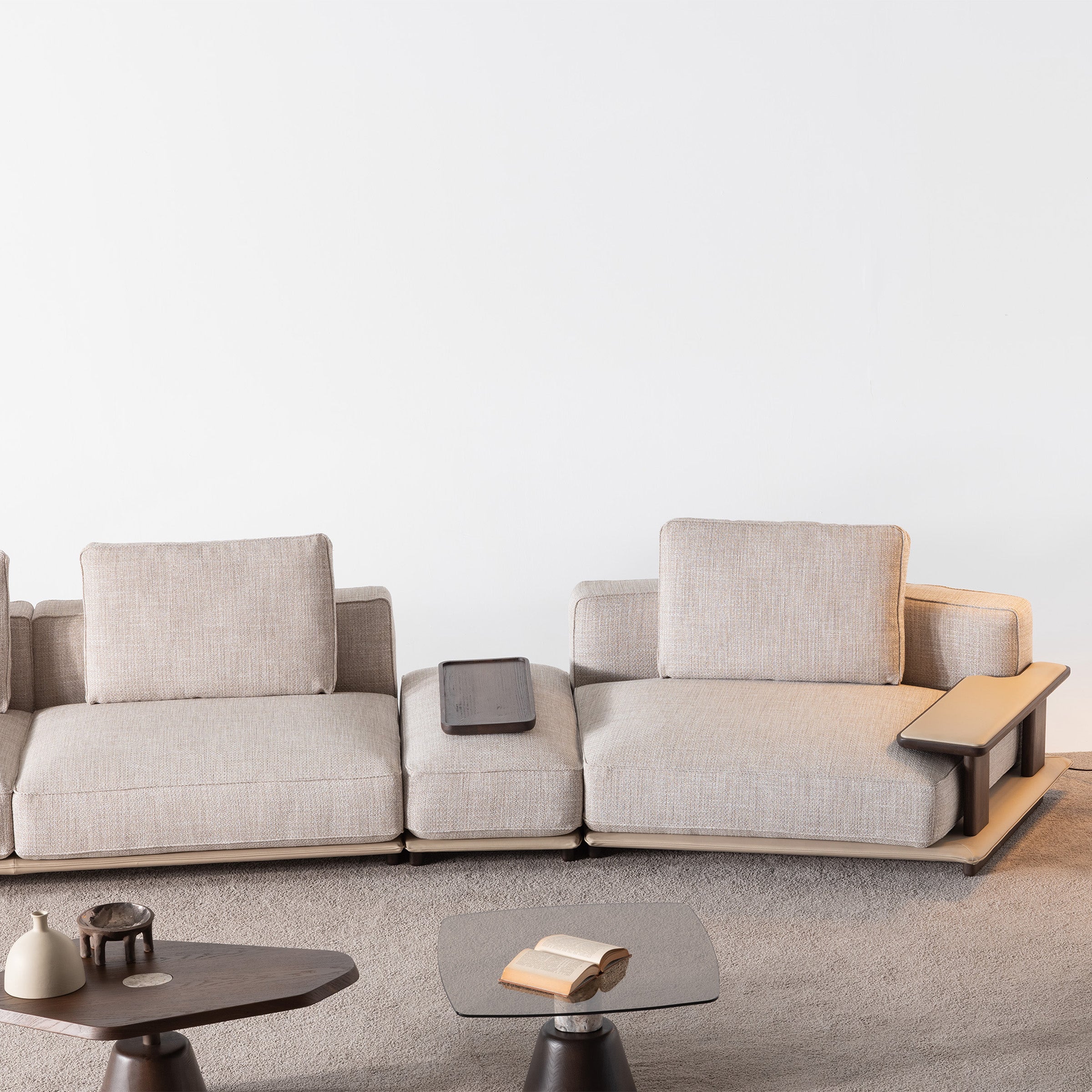 HOMAGE KOLTUK Odeon C Module with Right Arm for Odeon Sofa, 160cm, modern sofa section in fabric upholstery.